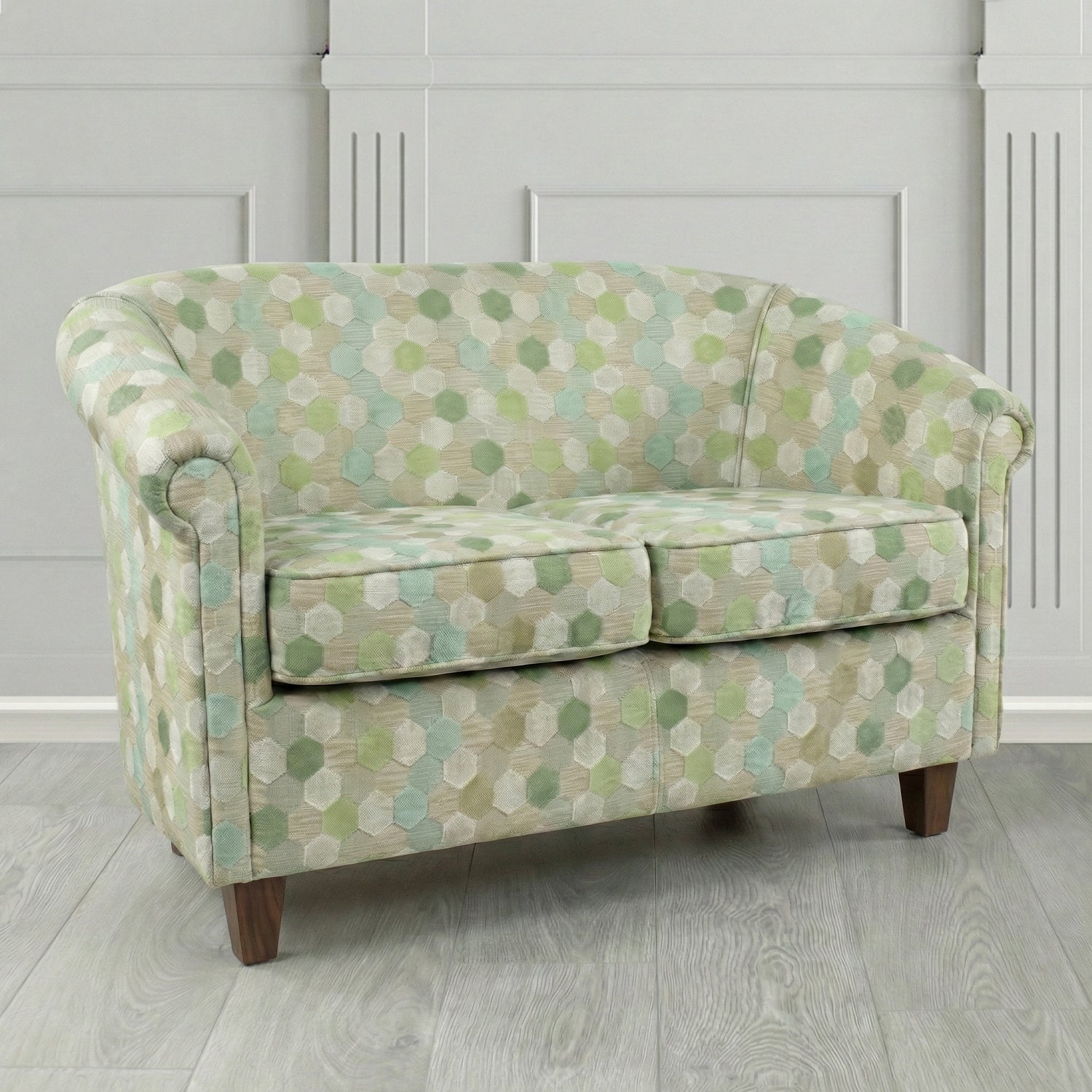 Siena 2 Seater Tub Sofa in Cristina Marrone Extravaganza Honeycomb Velvet Pattern Fabric