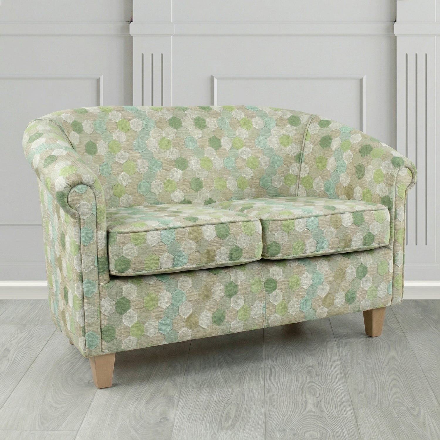 Siena 2 Seater Tub Sofa in Cristina Marrone Extravaganza Honeycomb Velvet Pattern Fabric