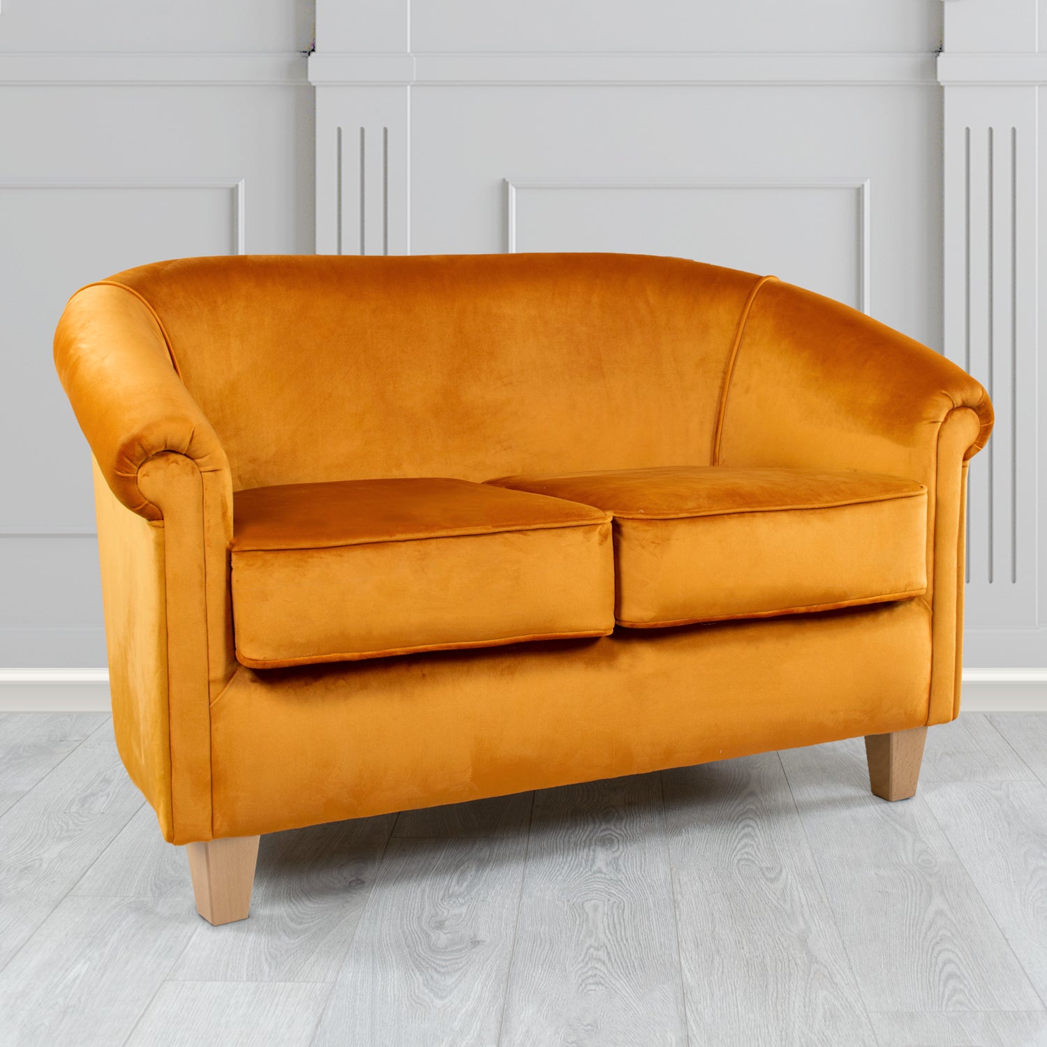Siena 2 Seater Tub Sofa in Monaco Plush Velvet Fabric