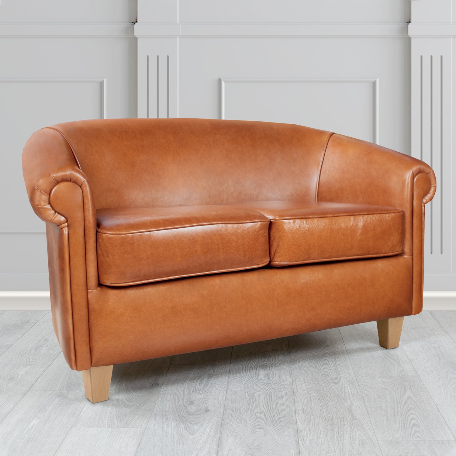 Siena 2 Seater Tub Sofa in Crib 5 Old English Genuine Leather