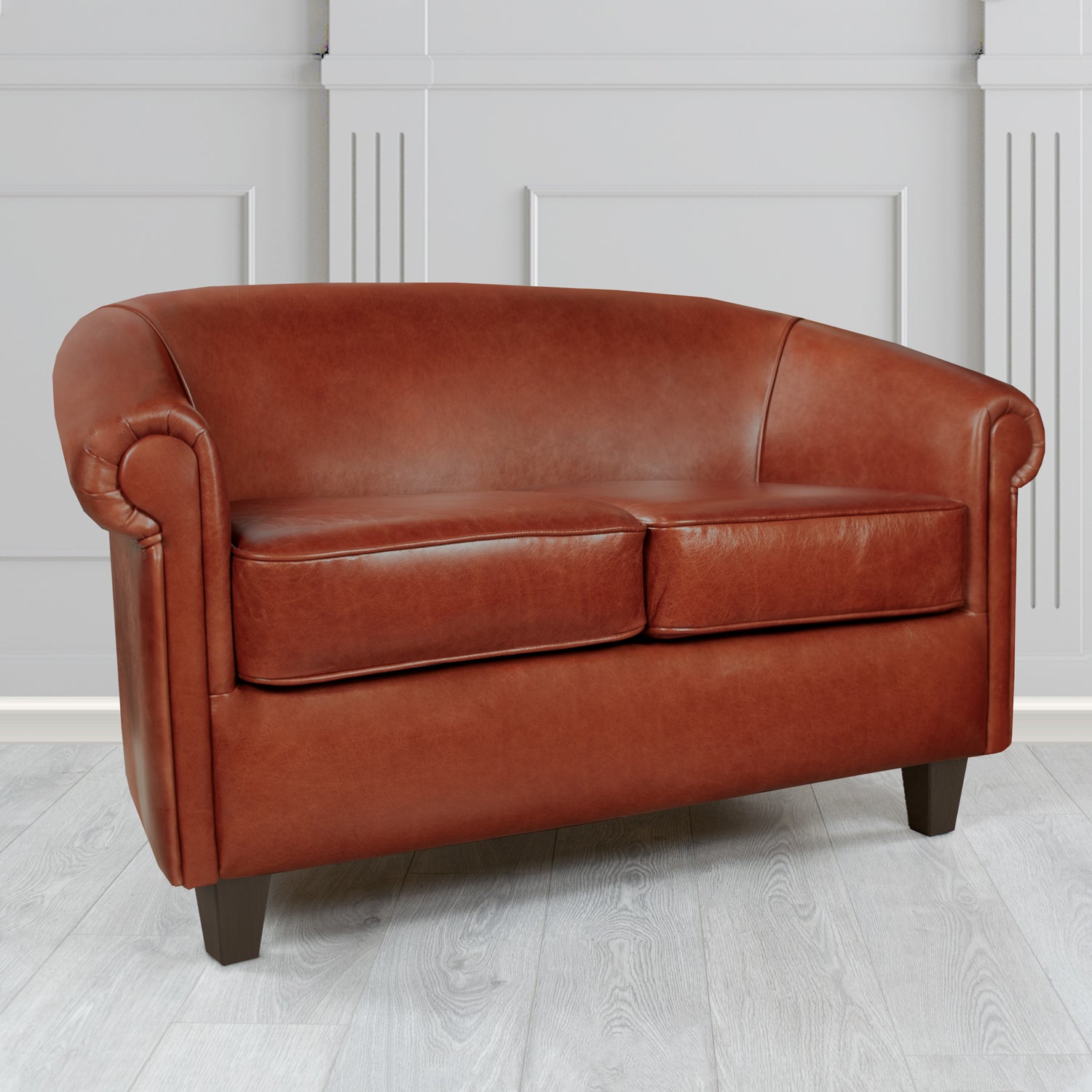 Siena 2 Seater Tub Sofa in Crest Leather Old English Crib 5 Genuine Leather