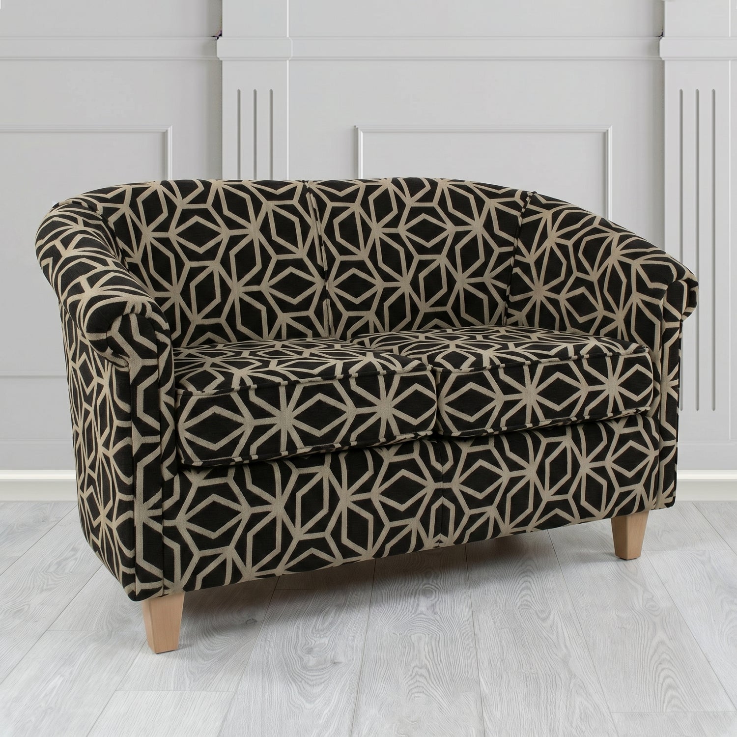 Siena 2 Seater Tub Sofa in Panaz Fabrics Lexington Corinthia Geometric Crib 5 Velvet Fabric