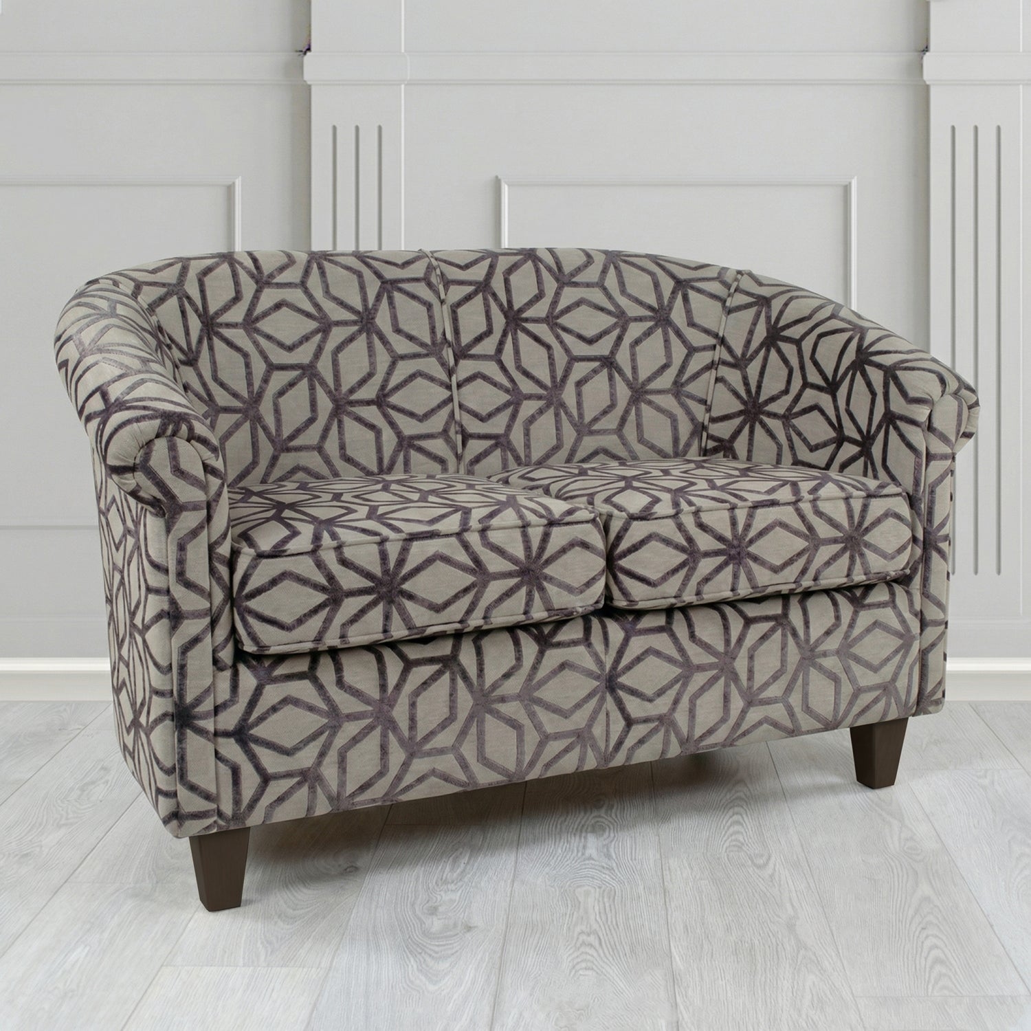 Siena 2 Seater Tub Sofa in Panaz Fabrics Lexington Corinthia Geometric Crib 5 Velvet Fabric