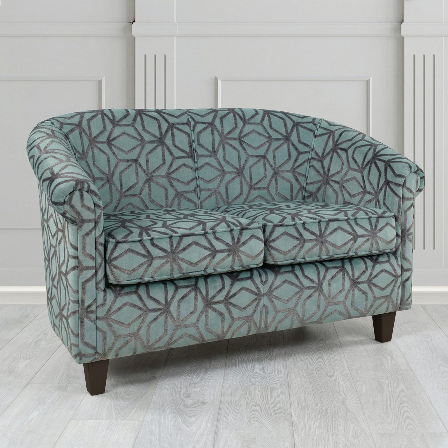Siena 2 Seater Tub Sofa in Panaz Fabrics Lexington Corinthia Geometric Crib 5 Velvet Fabric