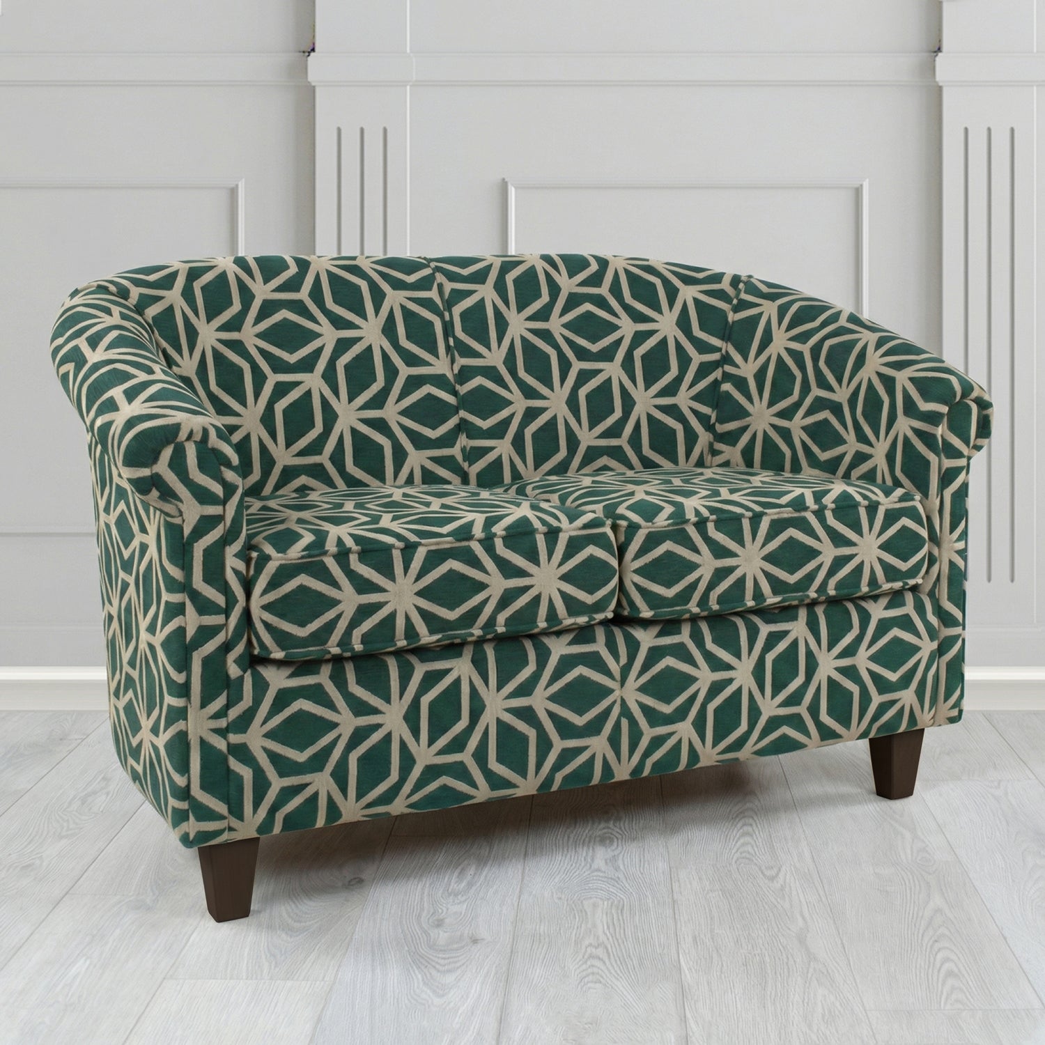 Siena 2 Seater Tub Sofa in Panaz Fabrics Lexington Corinthia Geometric Crib 5 Velvet Fabric