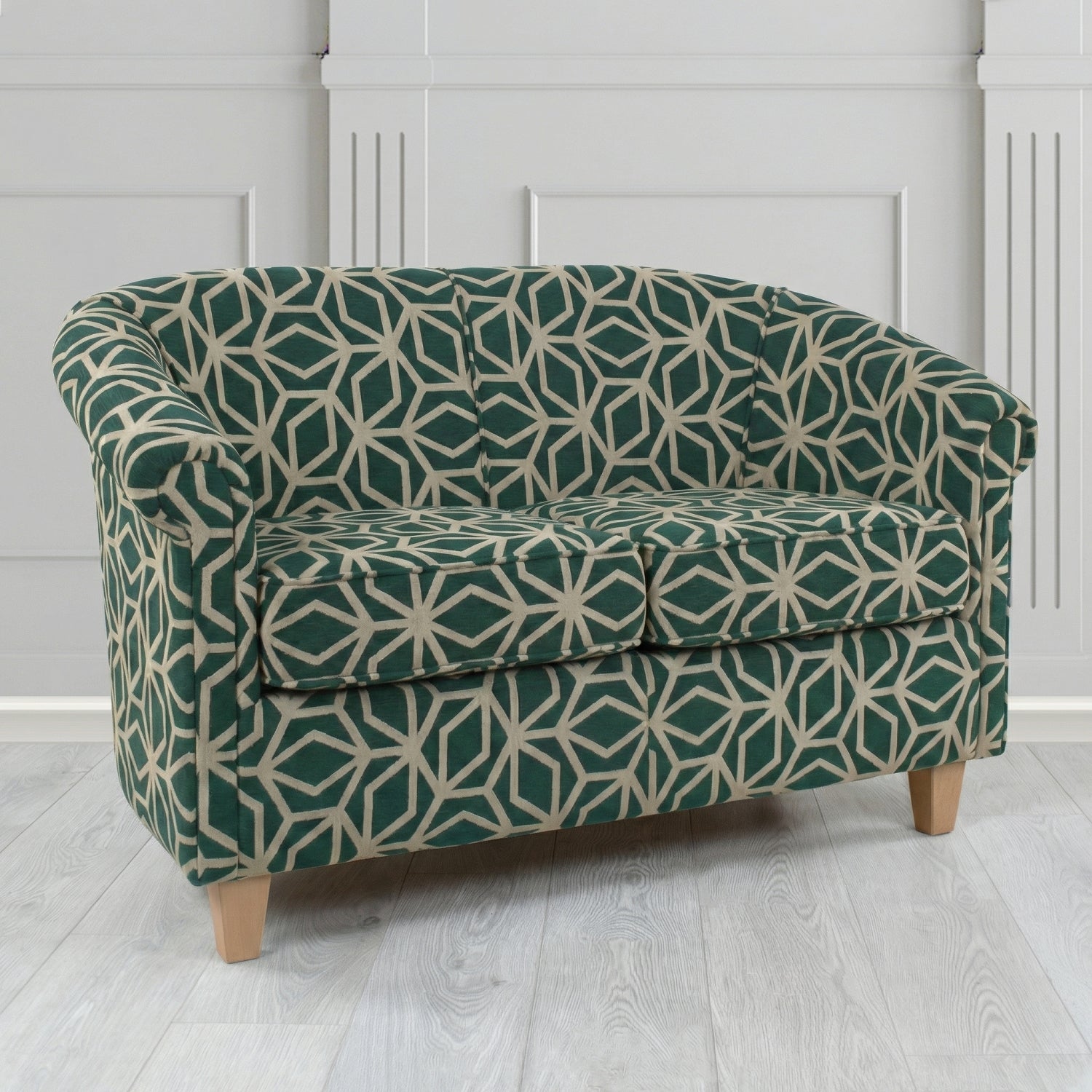 Siena 2 Seater Tub Sofa in Panaz Fabrics Lexington Corinthia Geometric Crib 5 Velvet Fabric