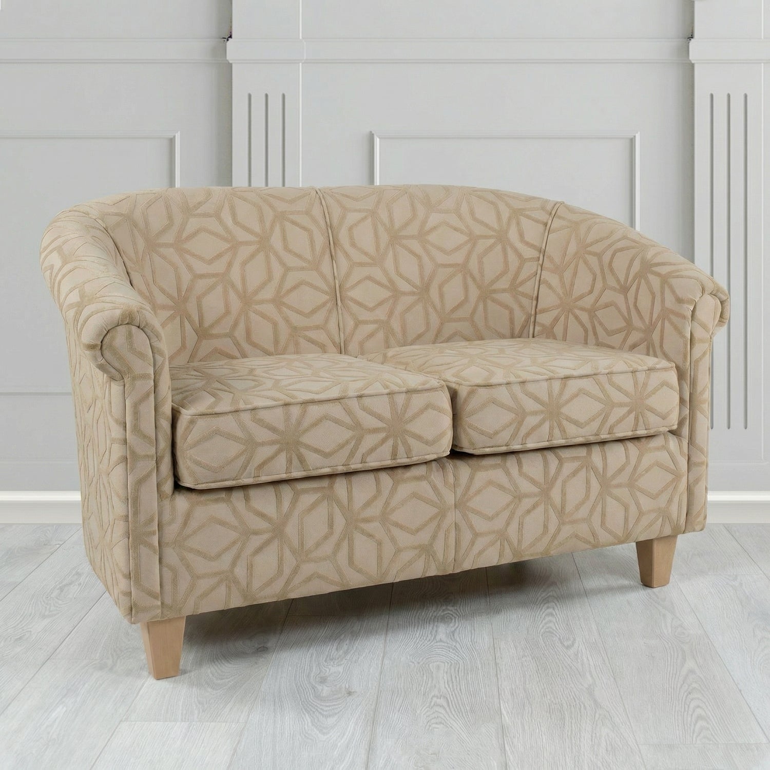 Siena 2 Seater Tub Sofa in Panaz Fabrics Lexington Corinthia Geometric Crib 5 Velvet Fabric