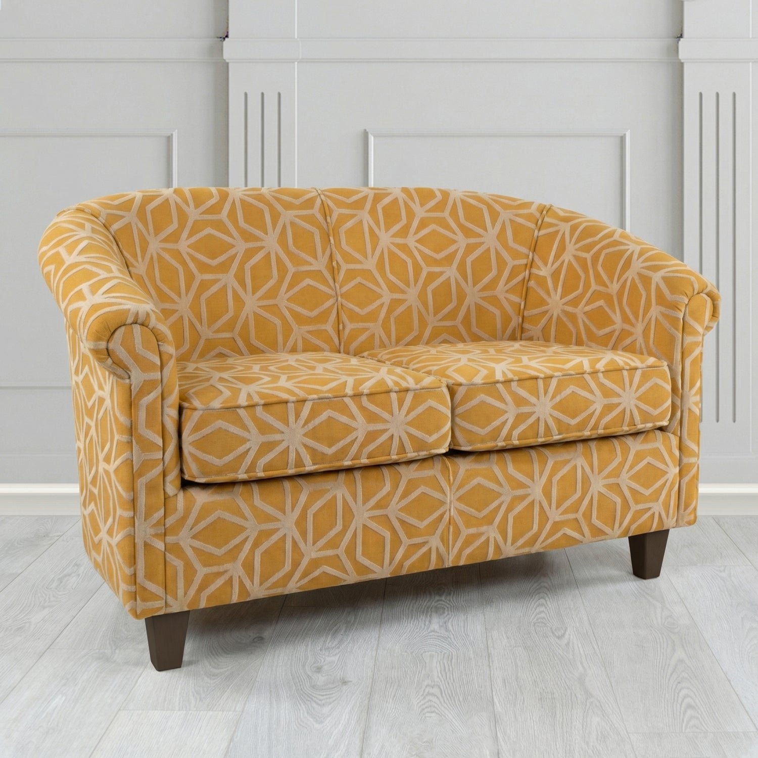 Siena 2 Seater Tub Sofa in Panaz Fabrics Lexington Corinthia Geometric Crib 5 Velvet Fabric