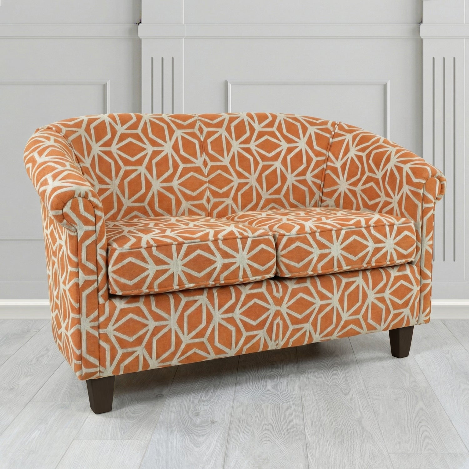 Siena 2 Seater Tub Sofa in Panaz Fabrics Lexington Corinthia Geometric Crib 5 Velvet Fabric