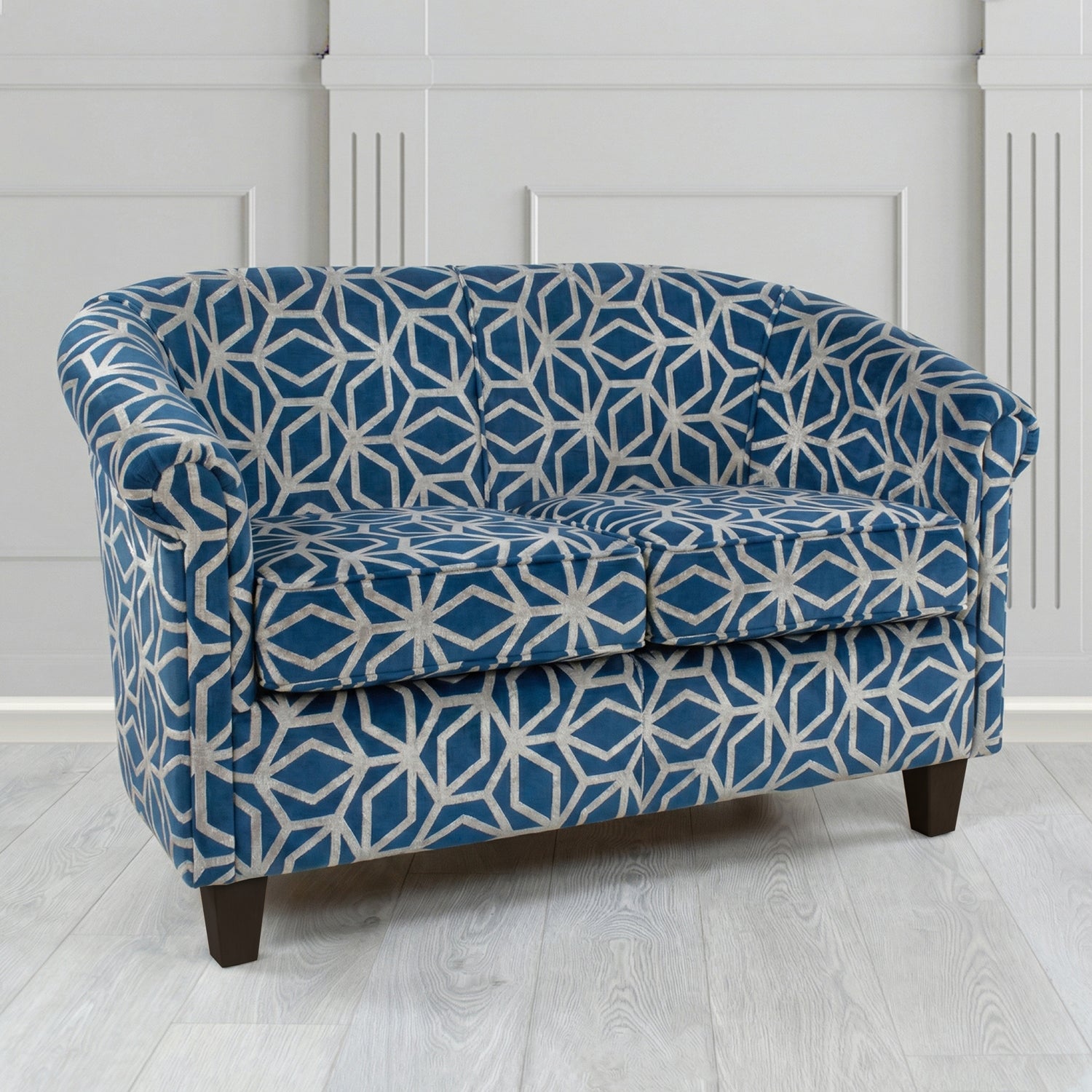 Siena 2 Seater Tub Sofa in Panaz Fabrics Lexington Corinthia Geometric Crib 5 Velvet Fabric