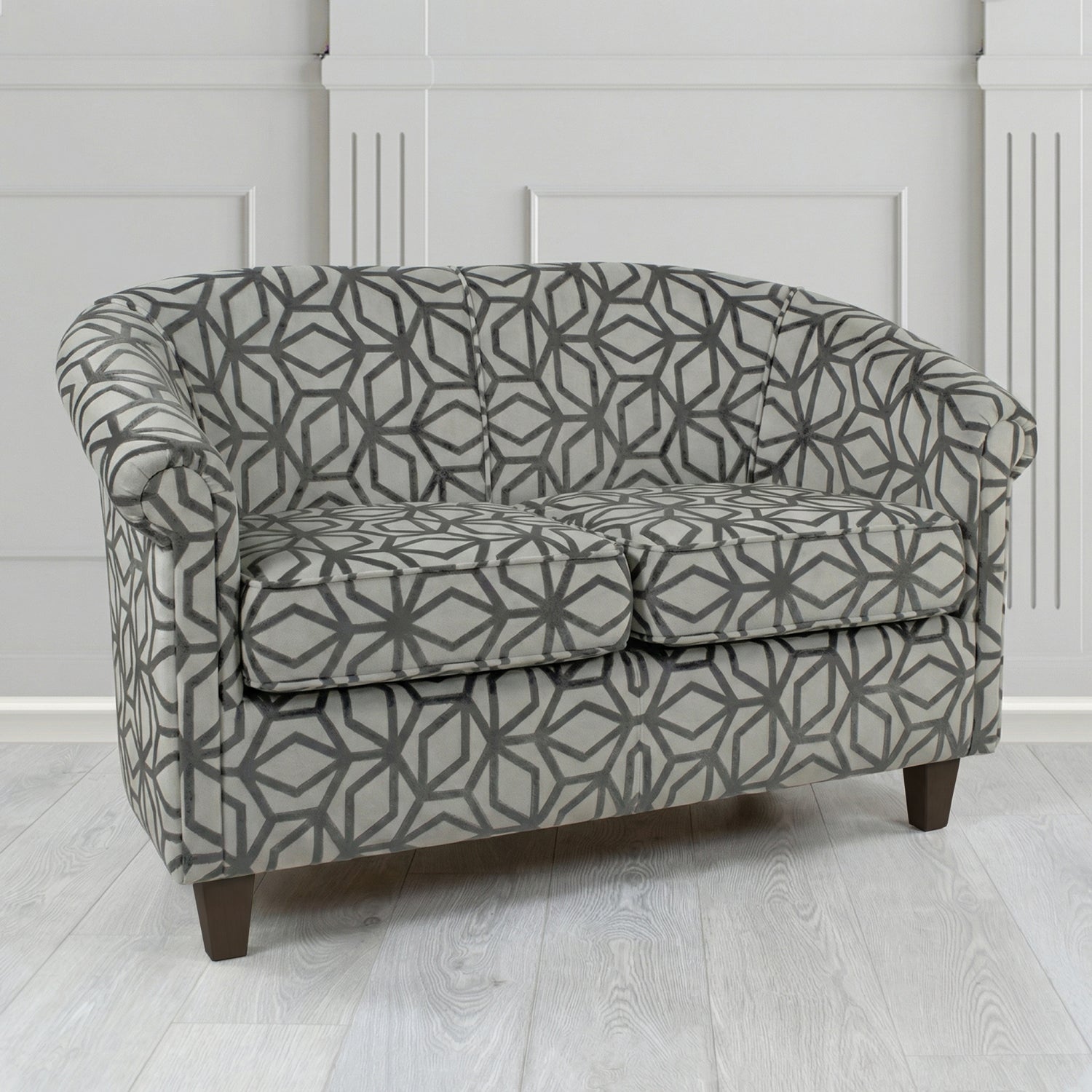 Siena 2 Seater Tub Sofa in Panaz Fabrics Lexington Corinthia Geometric Crib 5 Velvet Fabric