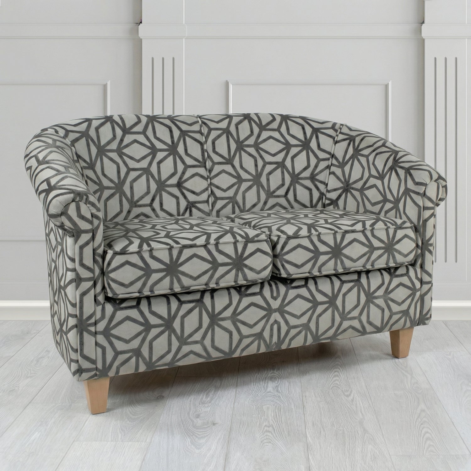 Siena 2 Seater Tub Sofa in Panaz Fabrics Lexington Corinthia Geometric Crib 5 Velvet Fabric