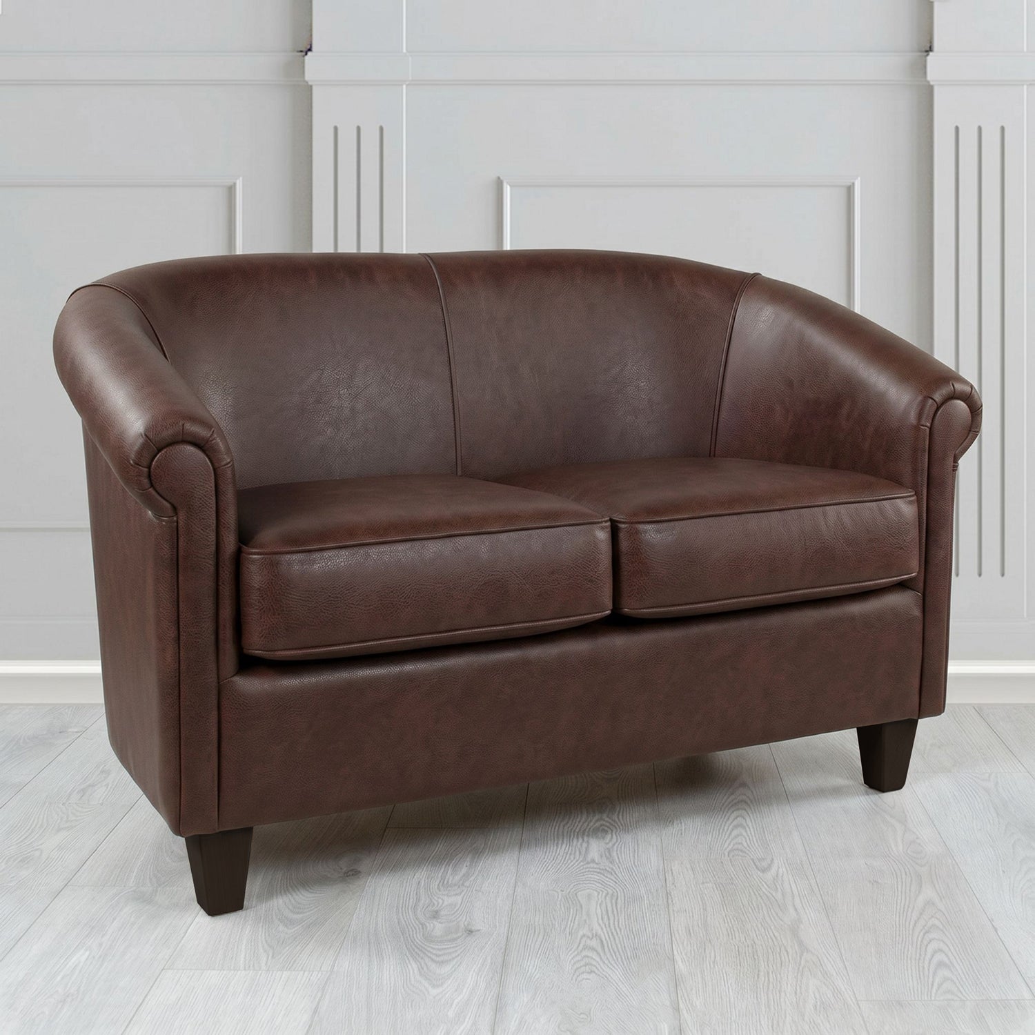 Siena 2 Seater Tub Sofa in Crest Leather Saloon Semi-Aniline Crib 5 Genuine Leather