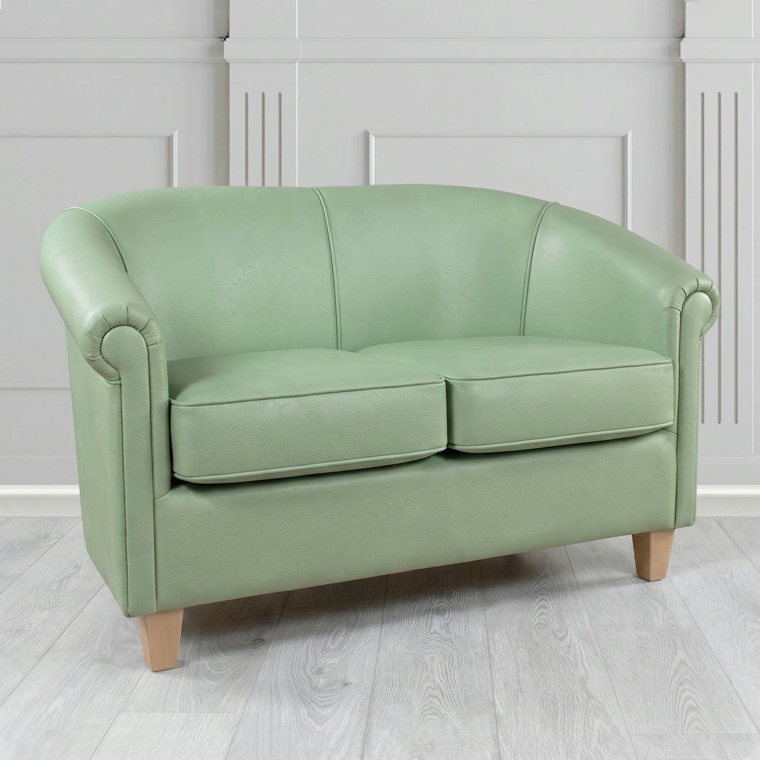 Siena 2 Seater Tub Sofa in Crest Leather Saloon Semi-Aniline Crib 5 Genuine Leather