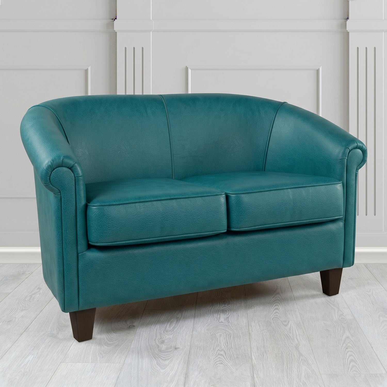 Siena 2 Seater Tub Sofa in Crest Leather Saloon Semi-Aniline Crib 5 Genuine Leather
