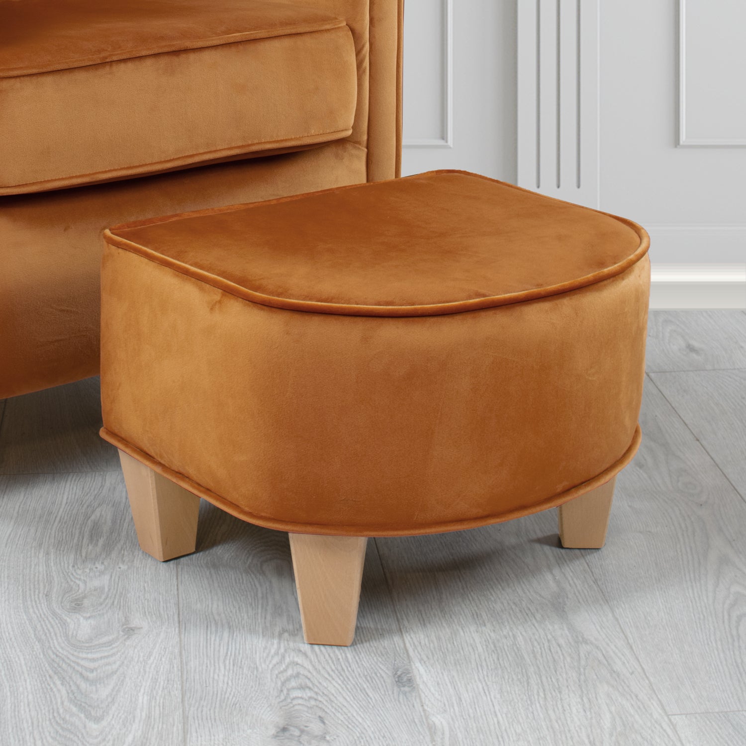 Siena Footstool in Sapore Crib 5 Velvet Fabric