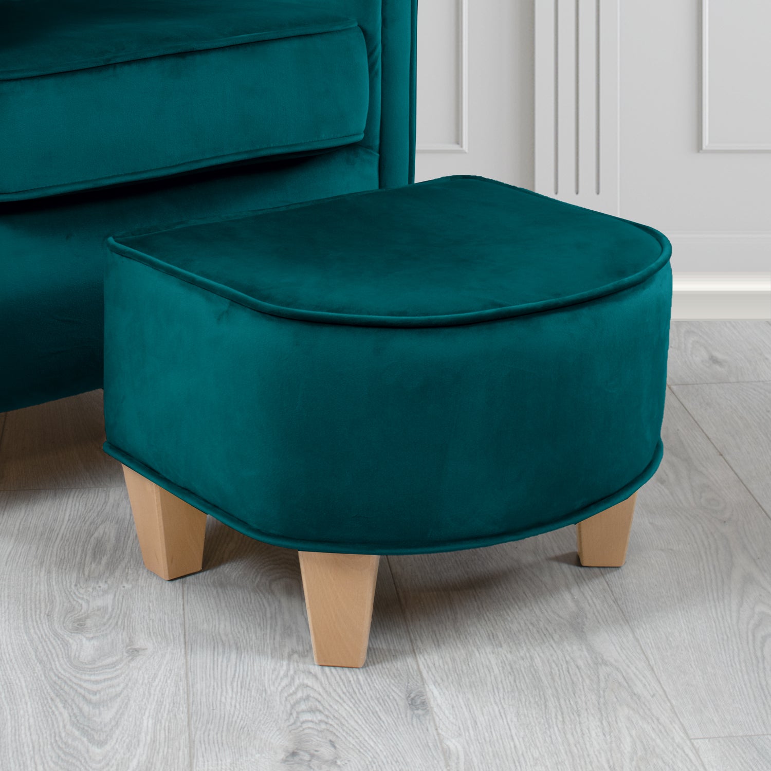 Siena Footstool in Sapore Crib 5 Velvet Fabric
