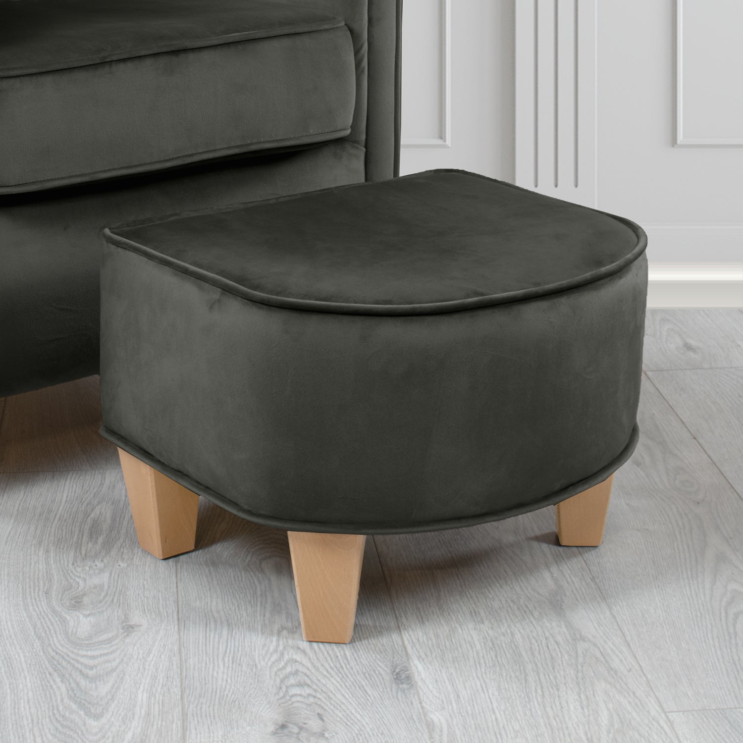 Siena Footstool in Sapore Crib 5 Velvet Fabric