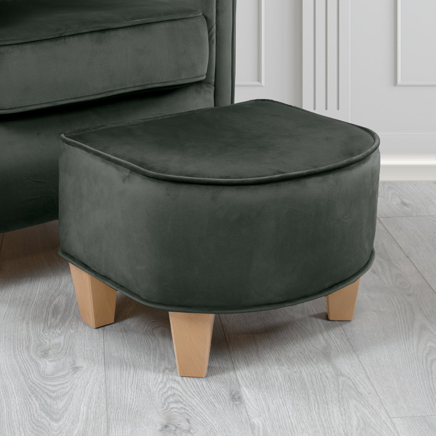 Siena Footstool in Sapore Crib 5 Velvet Fabric
