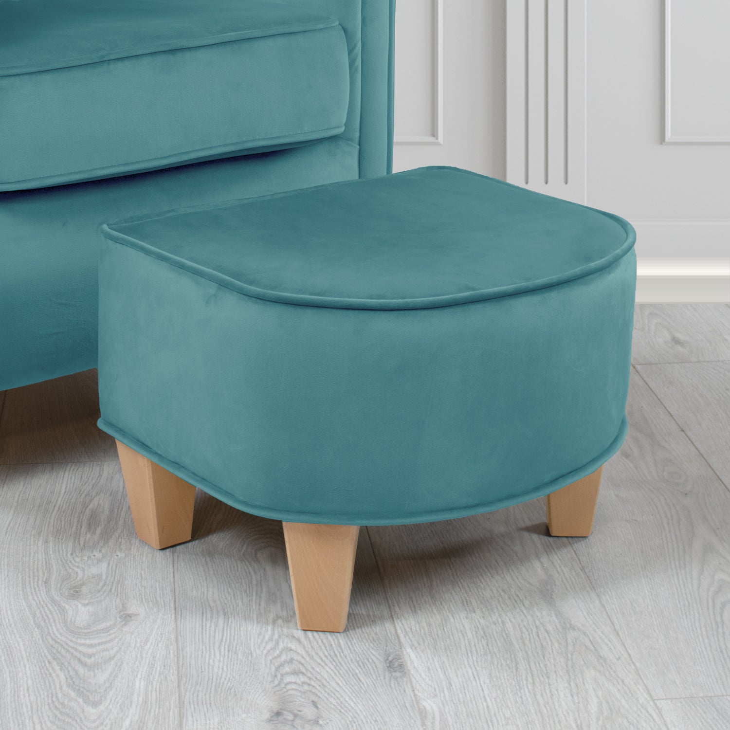 Siena Footstool in Sapore Crib 5 Velvet Fabric