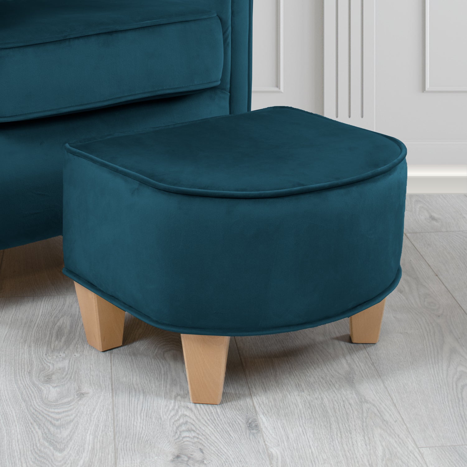 Siena Footstool in Sapore Crib 5 Velvet Fabric
