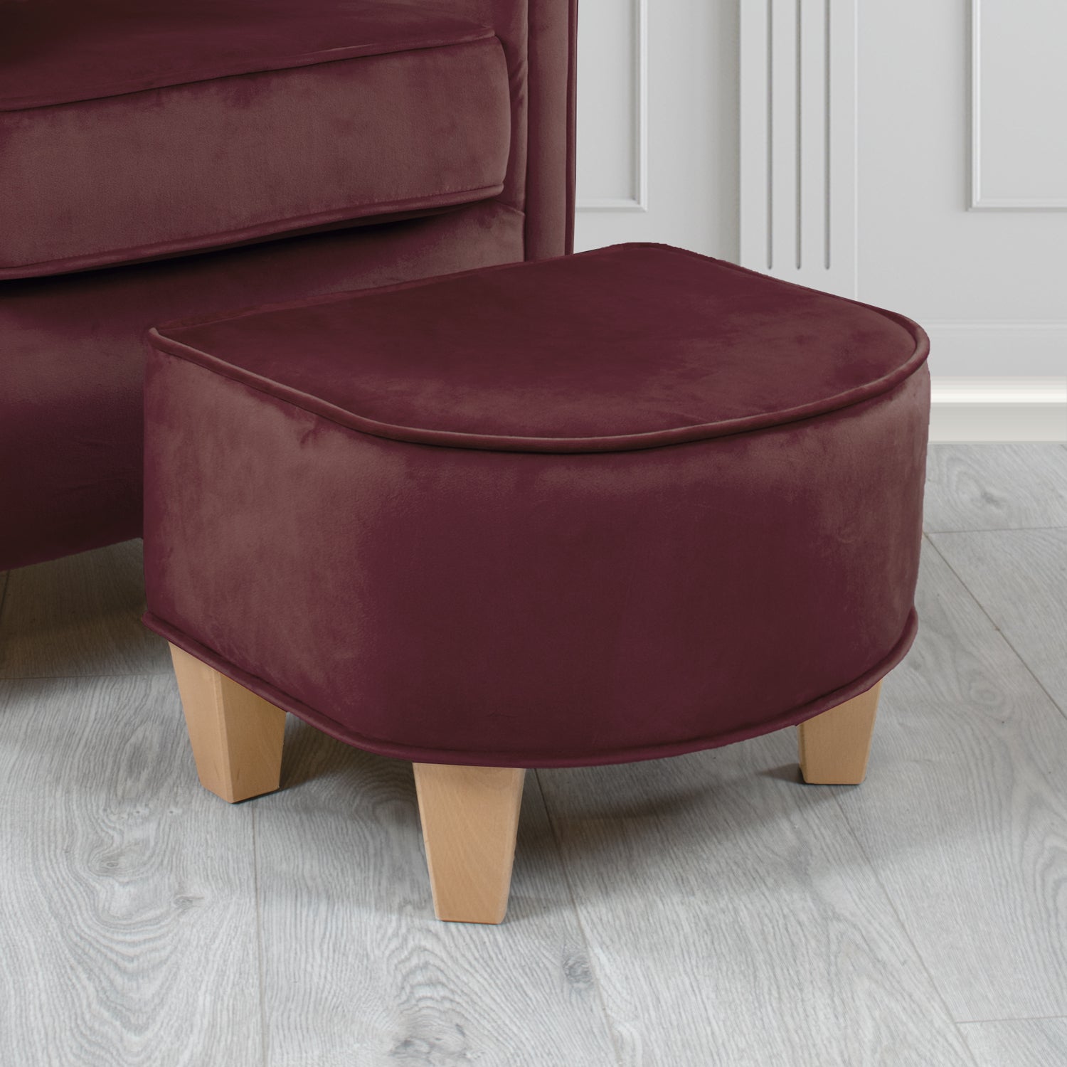 Siena Footstool in Sapore Crib 5 Velvet Fabric