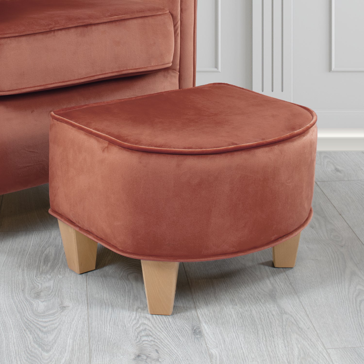 Siena Footstool in Sapore Crib 5 Velvet Fabric