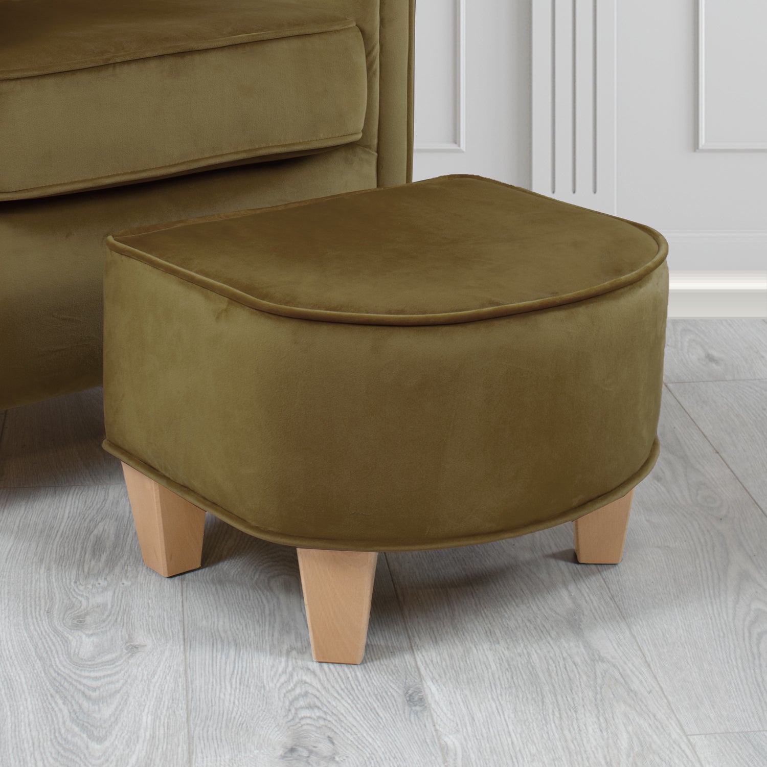 Siena Footstool in Sapore Crib 5 Velvet Fabric