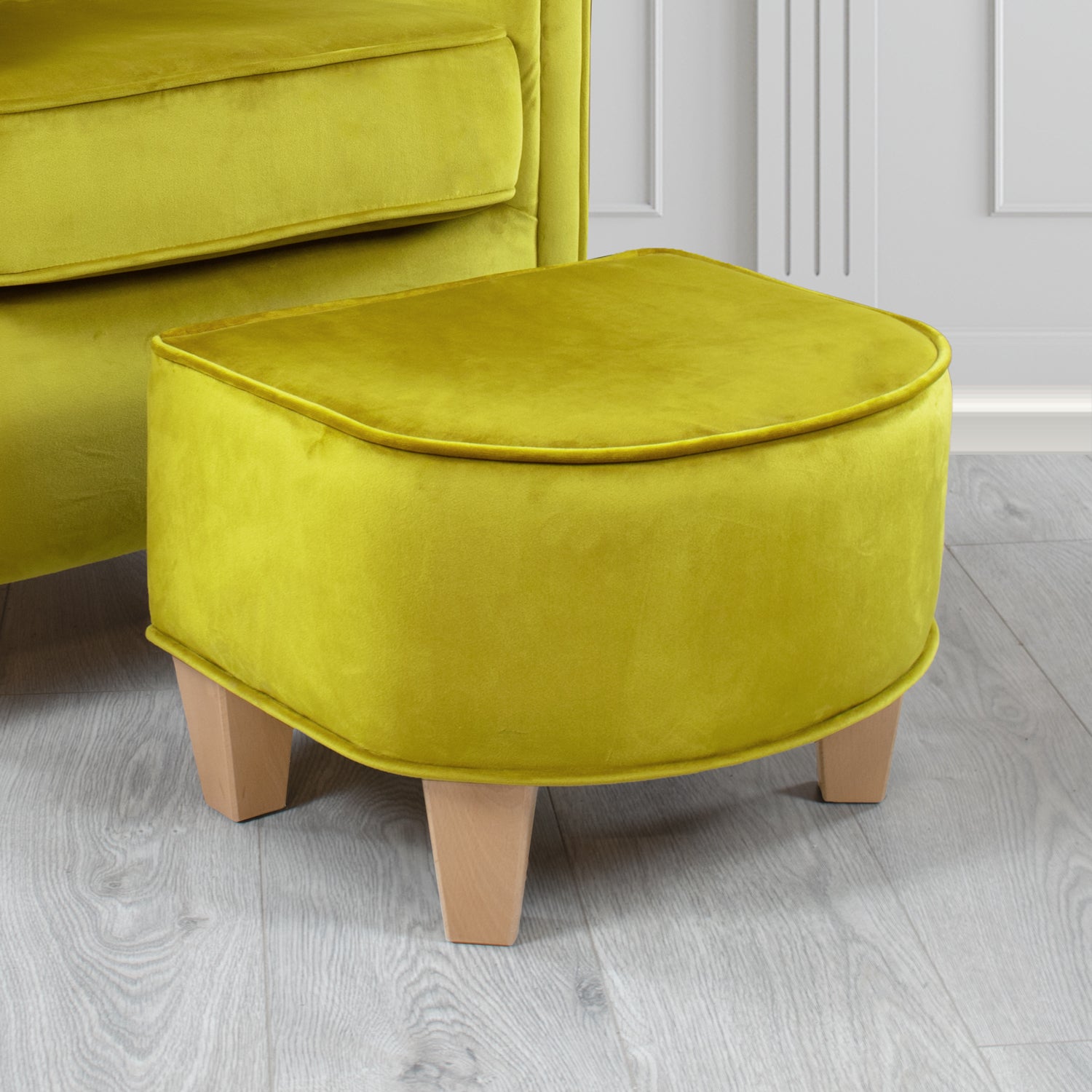 Siena Footstool in Sapore Crib 5 Velvet Fabric