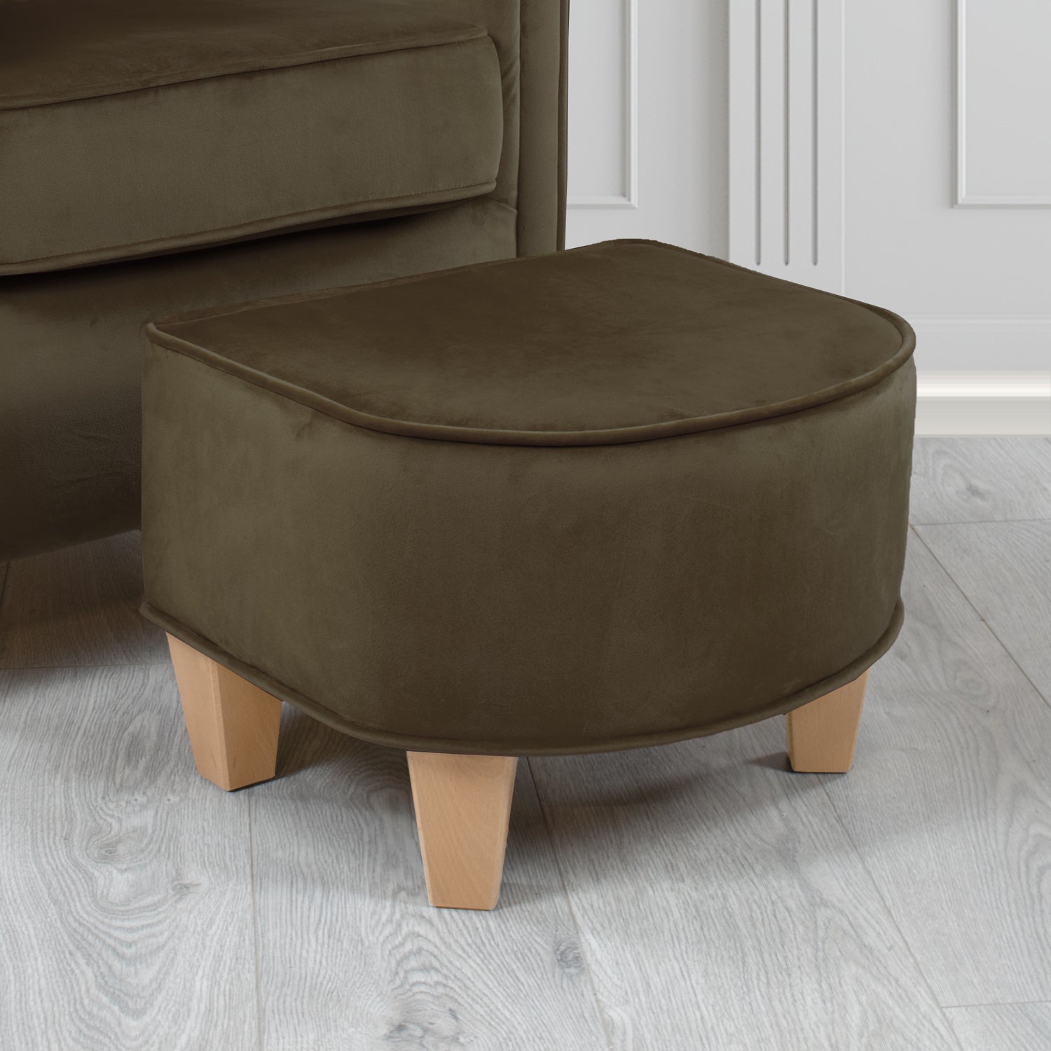 Siena Footstool in Sapore Crib 5 Velvet Fabric