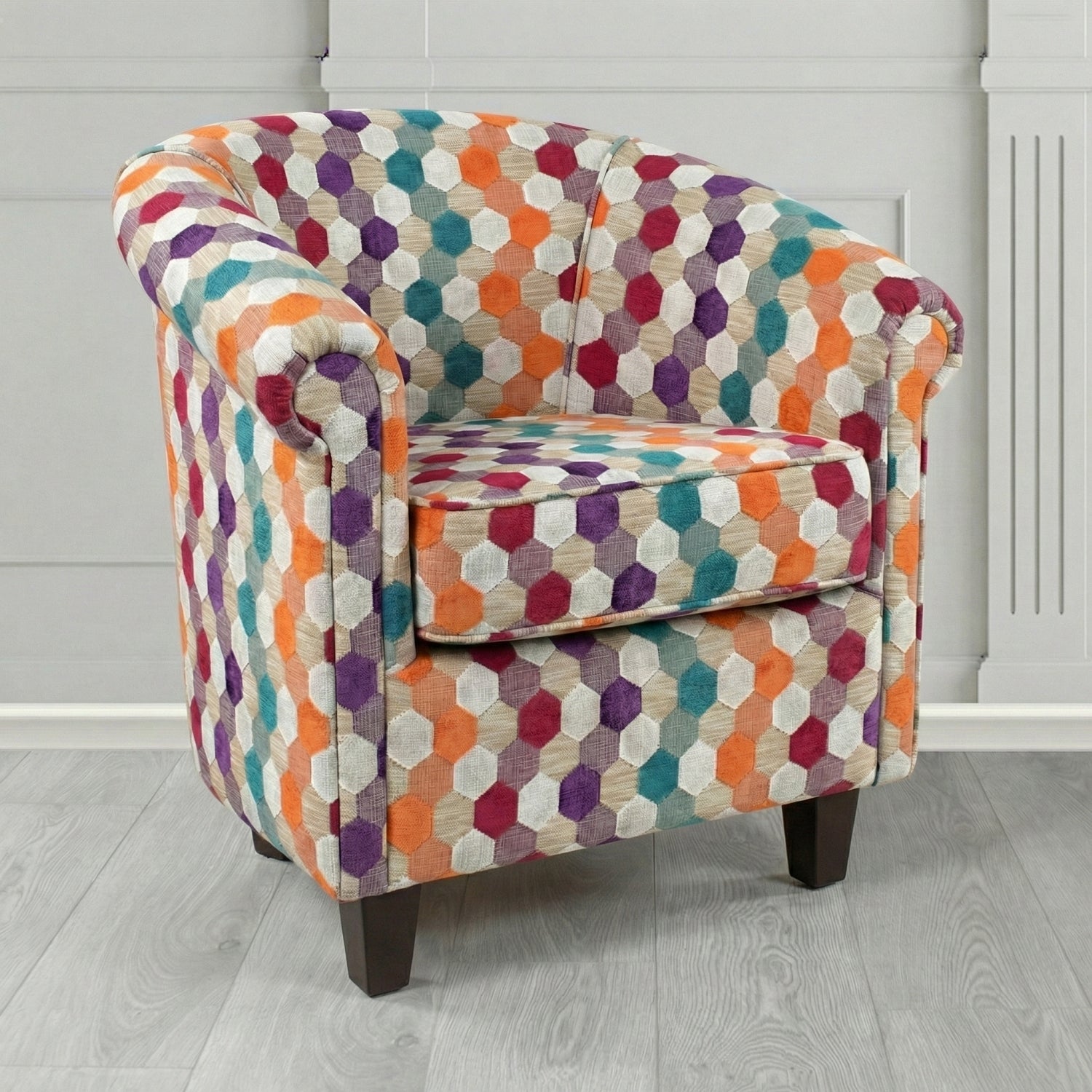 Siena Tub Chair in Cristina Marrone Extravaganza Honeycomb Velvet Pattern Fabric