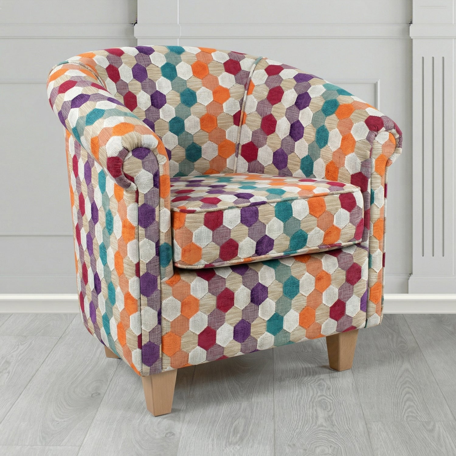 Siena Tub Chair in Cristina Marrone Extravaganza Honeycomb Velvet Pattern Fabric