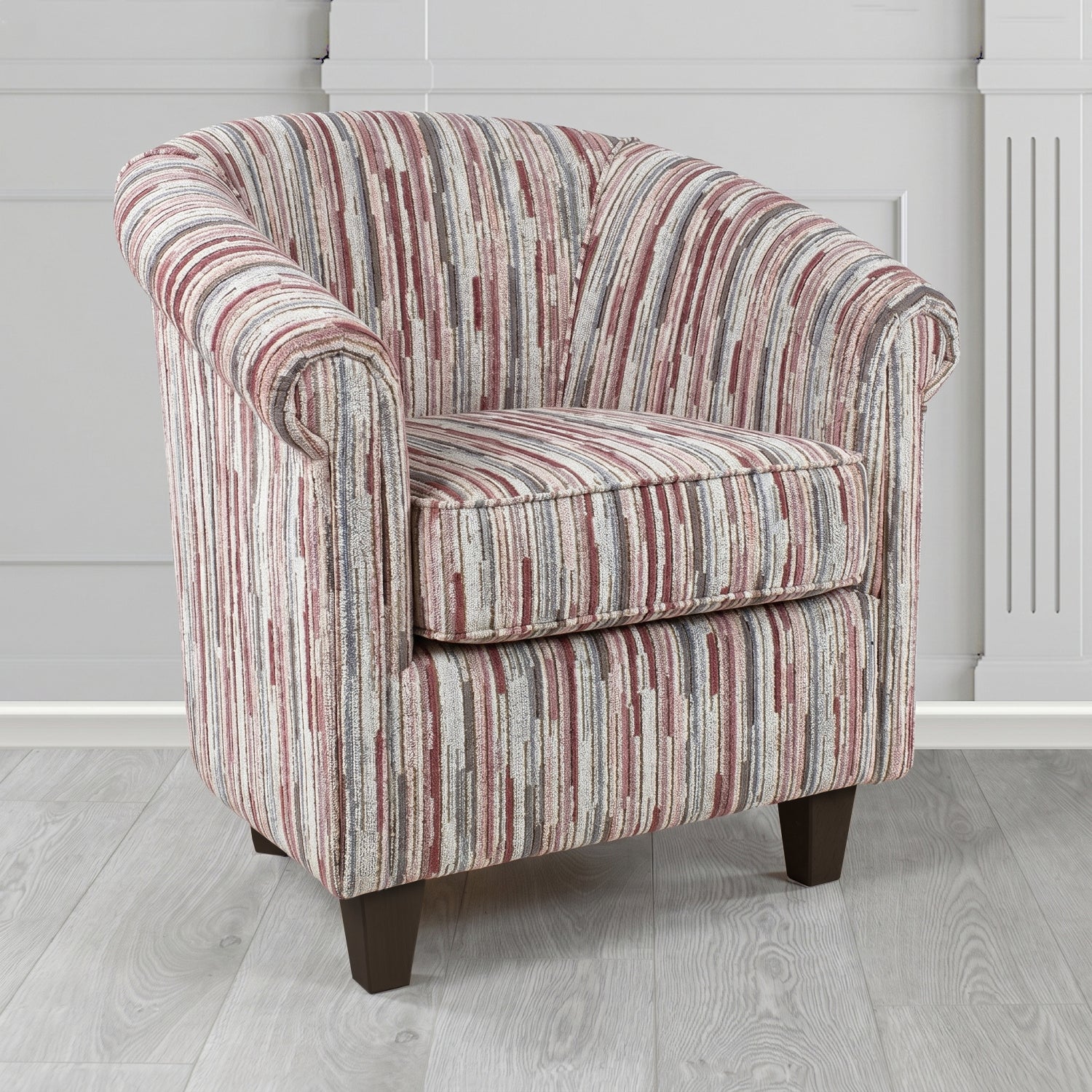 Siena Tub Chair in Cristina Marrone Extravaganza Stripe Fabric