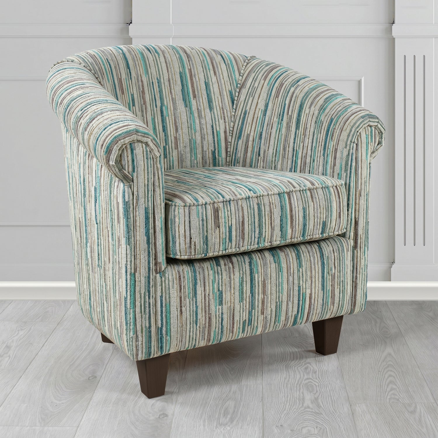 Siena Tub Chair in Cristina Marrone Extravaganza Stripe Fabric
