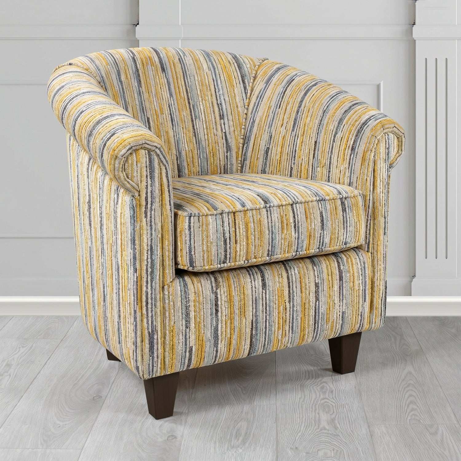 Siena Tub Chair in Cristina Marrone Extravaganza Stripe Fabric