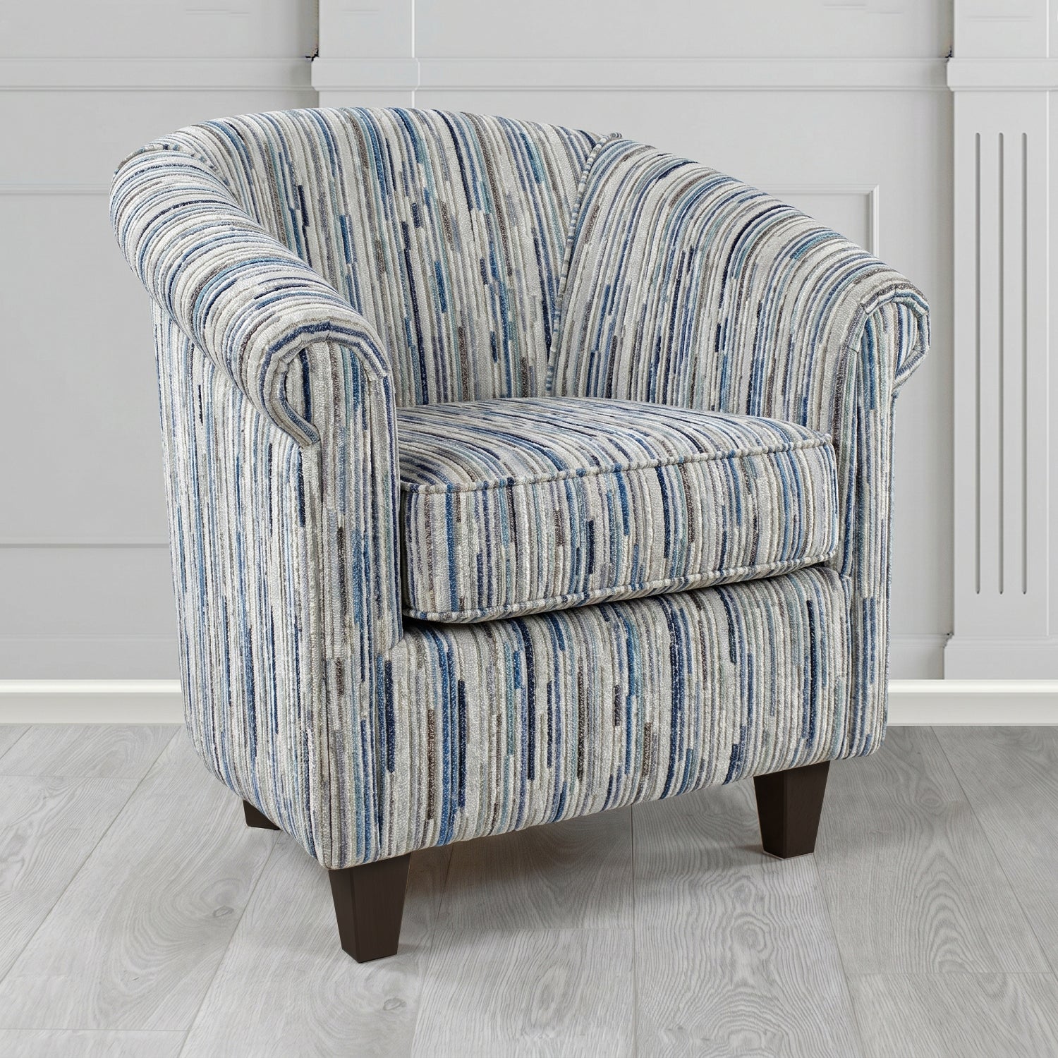 Siena Tub Chair in Cristina Marrone Extravaganza Stripe Fabric