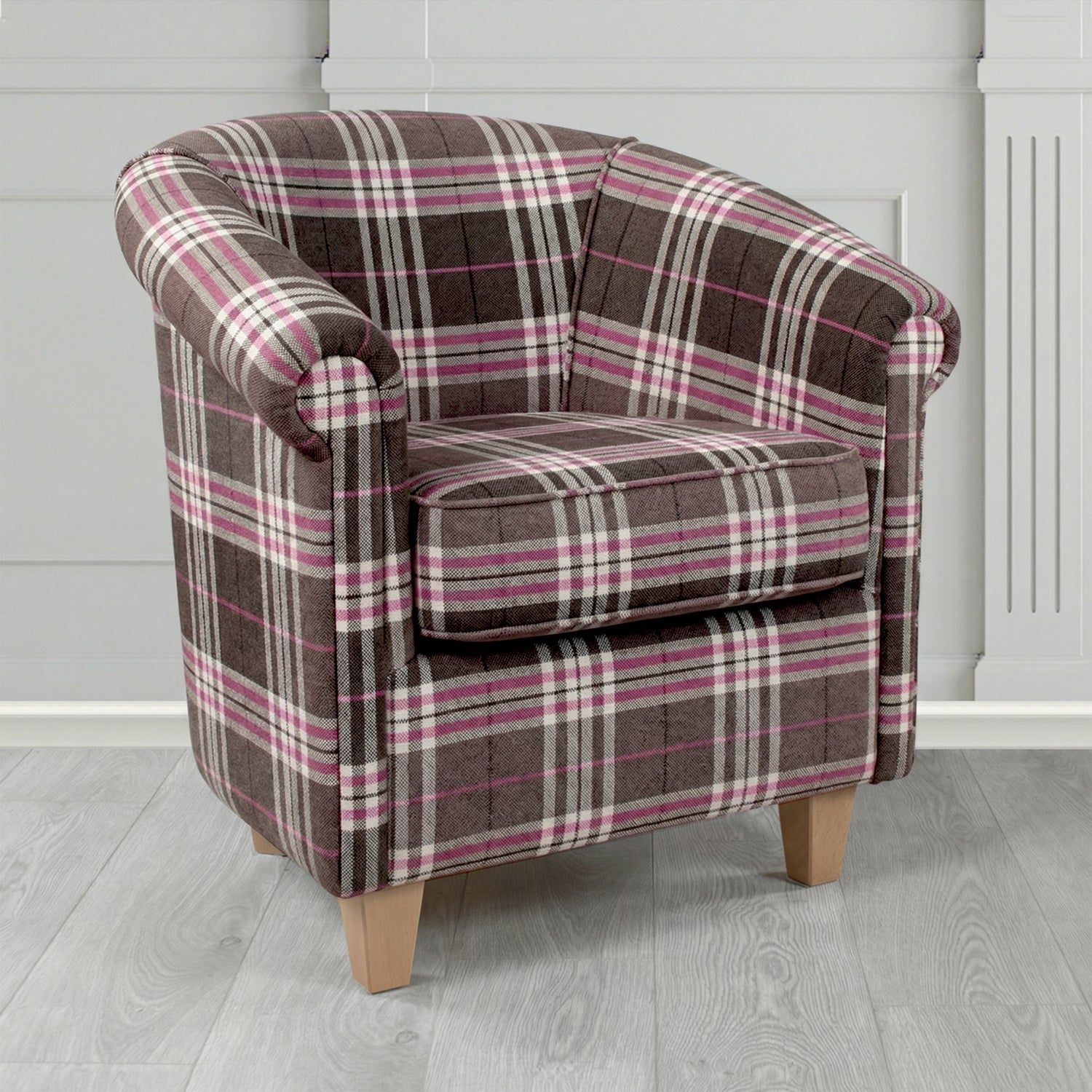 Siena Tub Chair in Panaz Fabrics Hunter Check Crib 5 Tartan Pattern Fabric