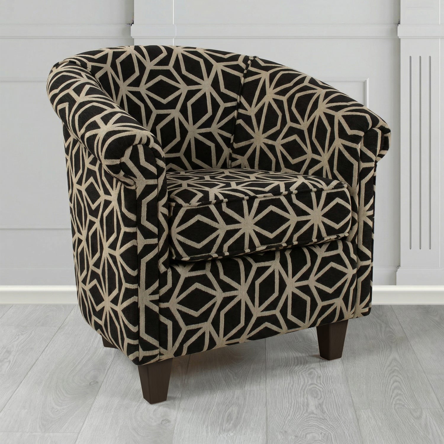 Siena Tub Chair in Panaz Fabrics Lexington Corinthia Geometric Crib 5 Velvet Fabric