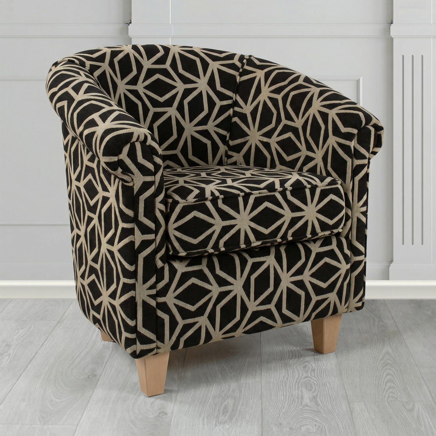 Siena Tub Chair in Panaz Fabrics Lexington Corinthia Geometric Crib 5 Velvet Fabric