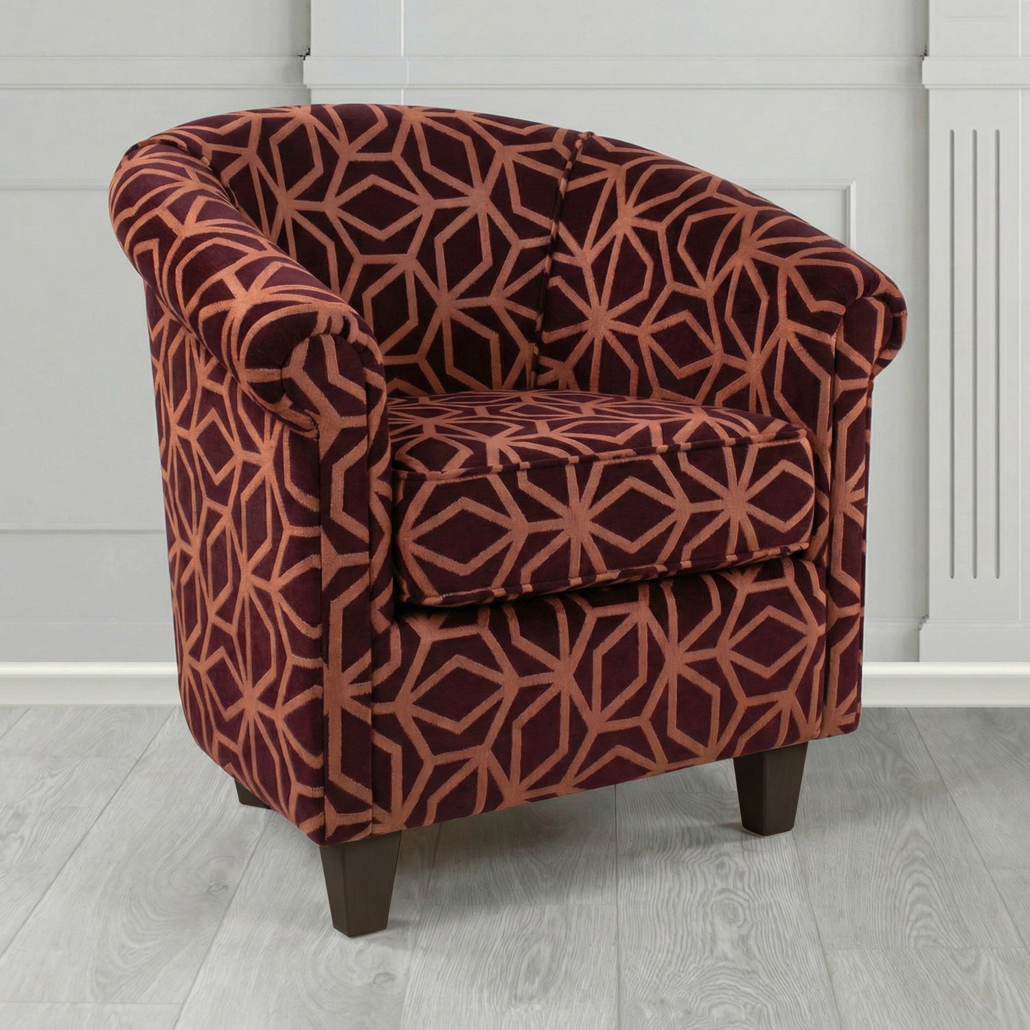 Siena Tub Chair in Panaz Fabrics Lexington Corinthia Geometric Crib 5 Velvet Fabric