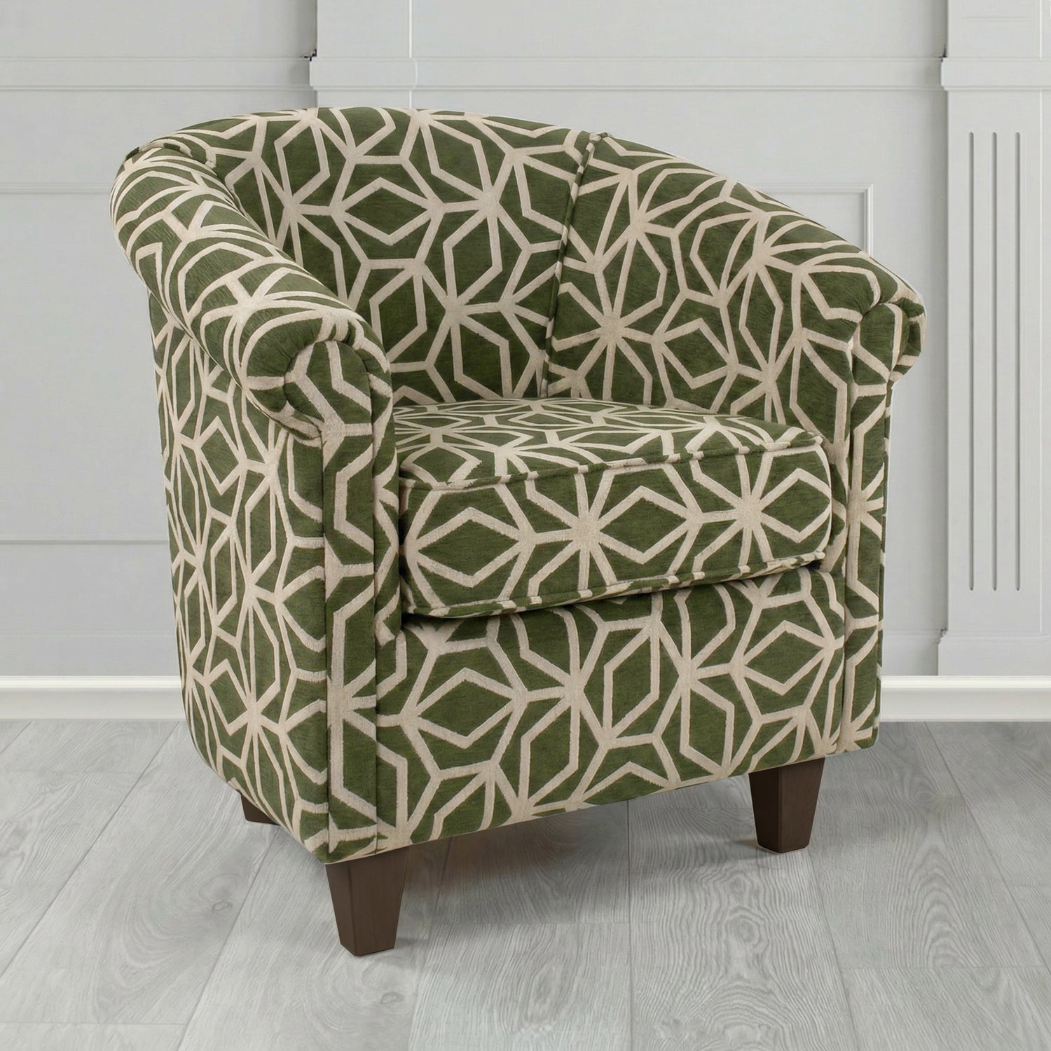 Siena Tub Chair in Panaz Fabrics Lexington Corinthia Geometric Crib 5 Velvet Fabric