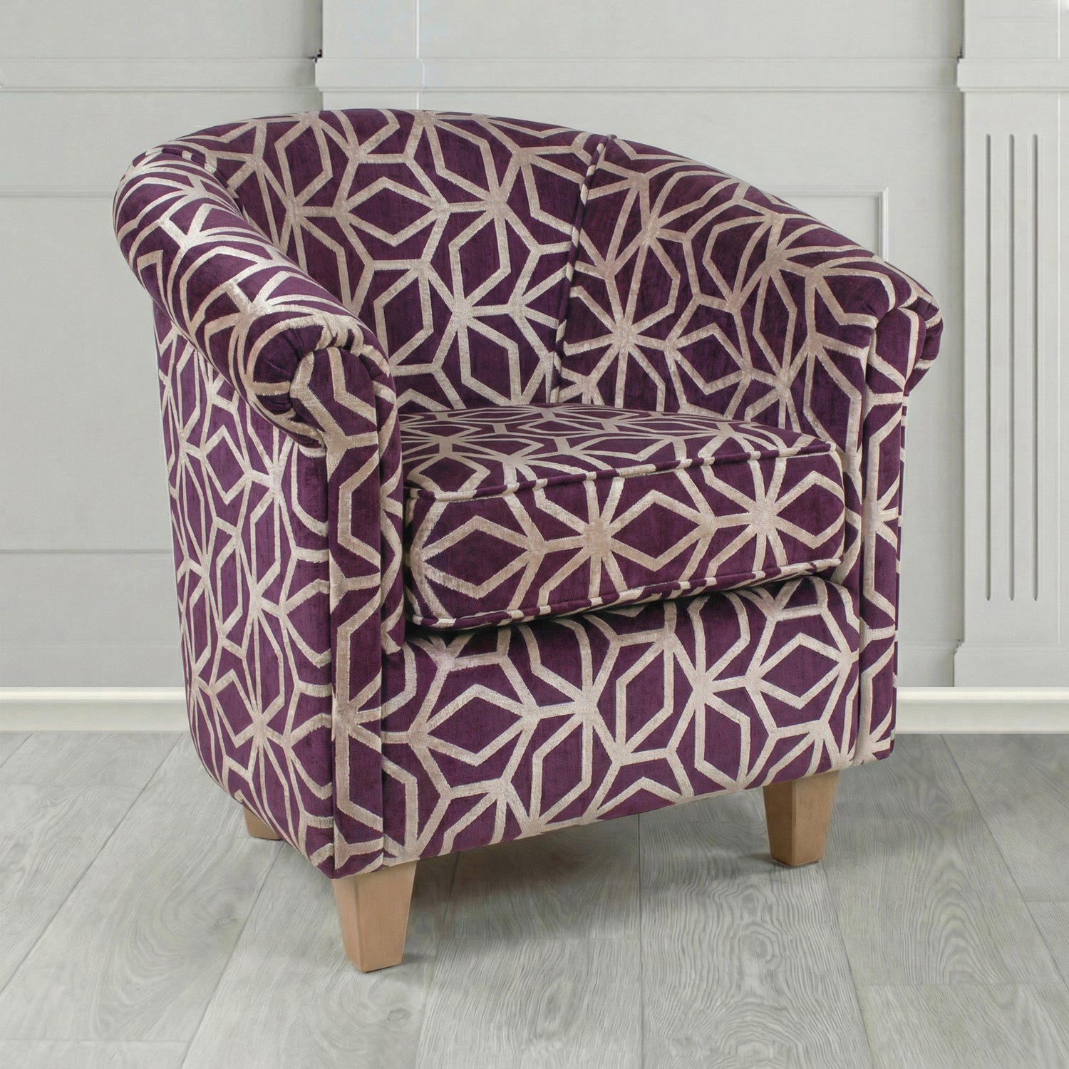 Siena Tub Chair in Panaz Fabrics Lexington Corinthia Geometric Crib 5 Velvet Fabric