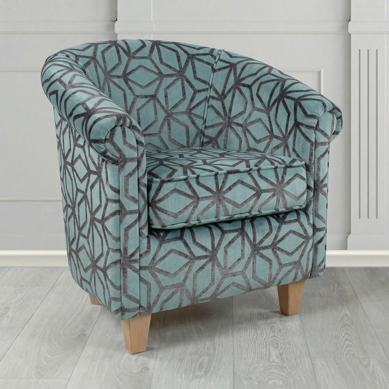 Siena Tub Chair in Panaz Fabrics Lexington Corinthia Geometric Crib 5 Velvet Fabric