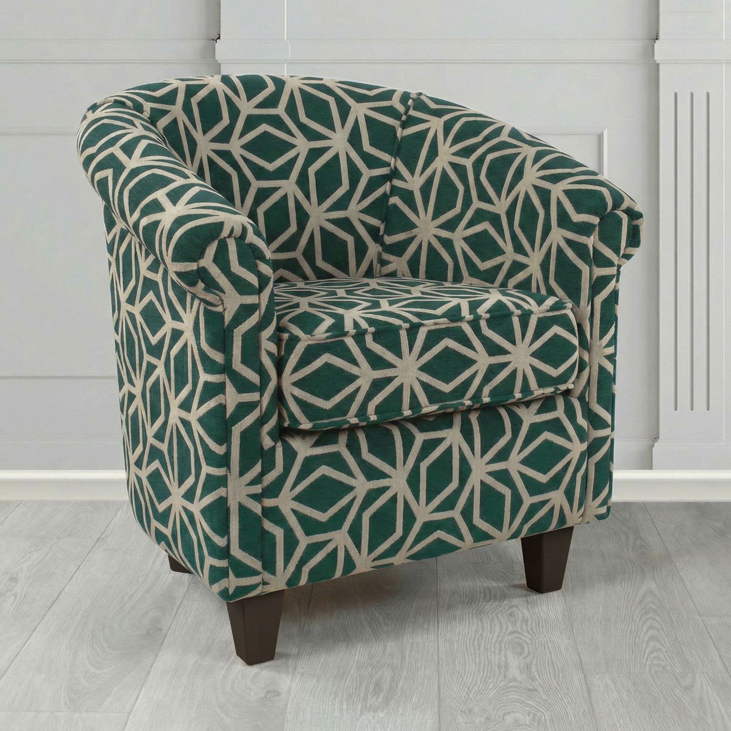 Siena Tub Chair in Panaz Fabrics Lexington Corinthia Geometric Crib 5 Velvet Fabric