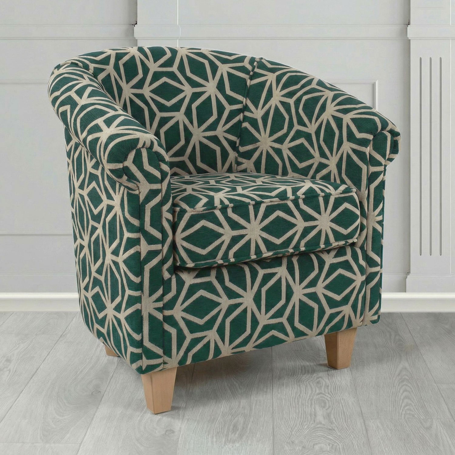 Siena Tub Chair in Panaz Fabrics Lexington Corinthia Geometric Crib 5 Velvet Fabric