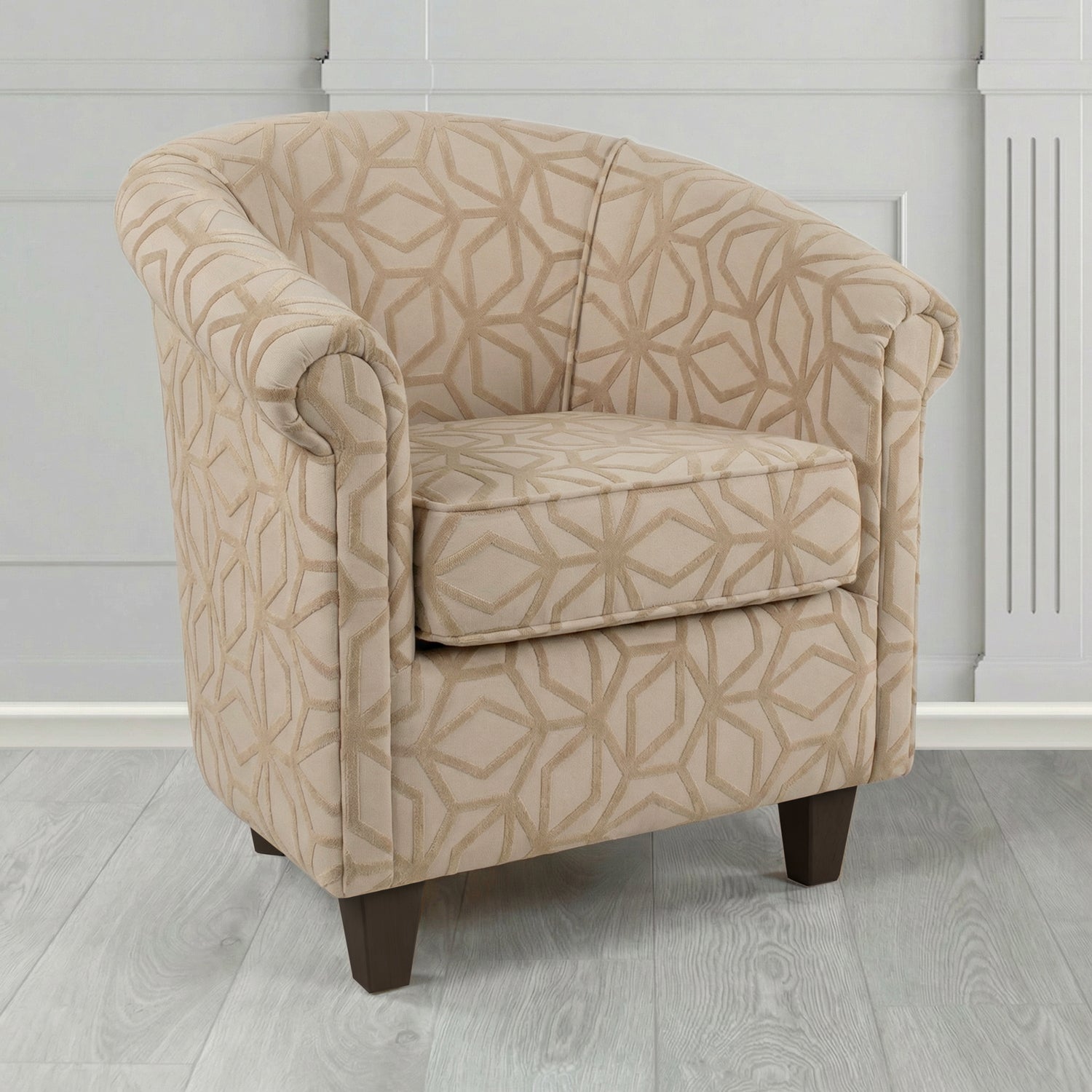 Siena Tub Chair in Panaz Fabrics Lexington Corinthia Geometric Crib 5 Velvet Fabric