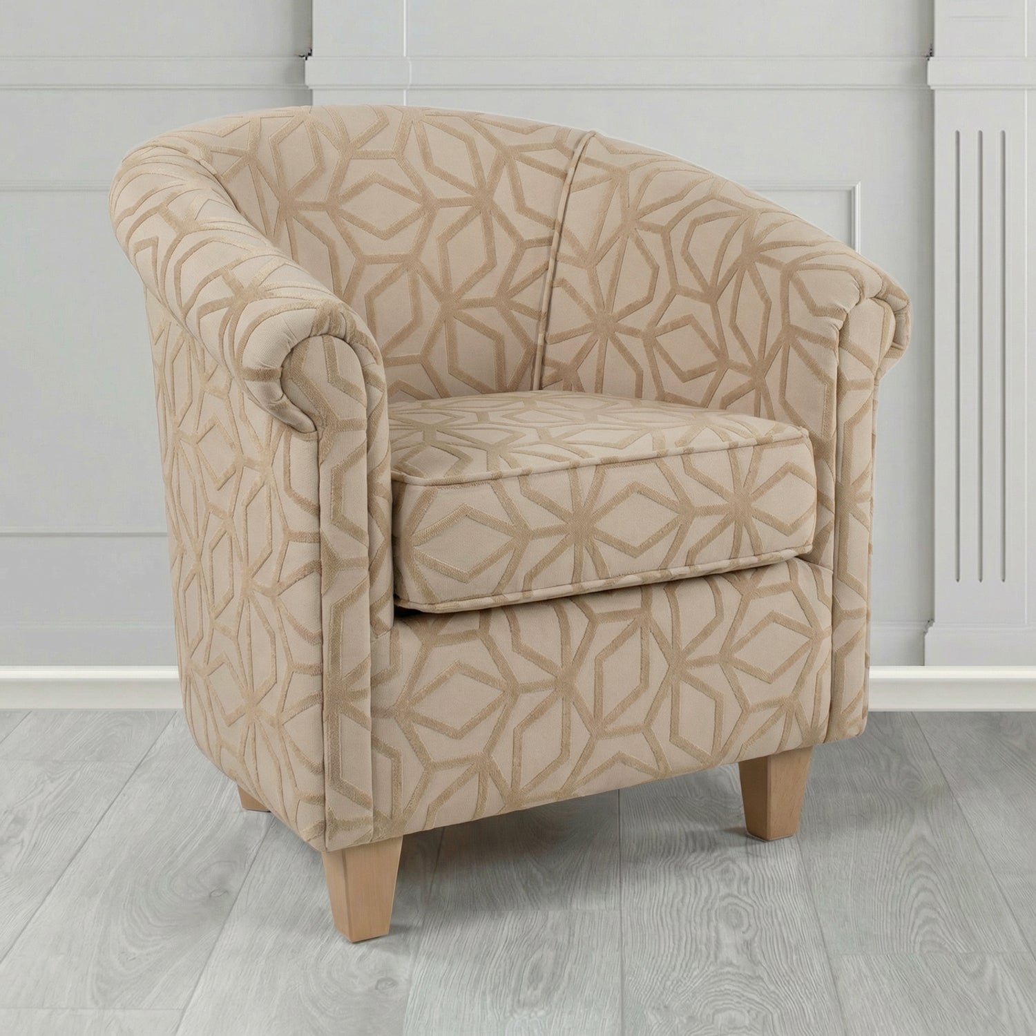 Siena Tub Chair in Panaz Fabrics Lexington Corinthia Geometric Crib 5 Velvet Fabric