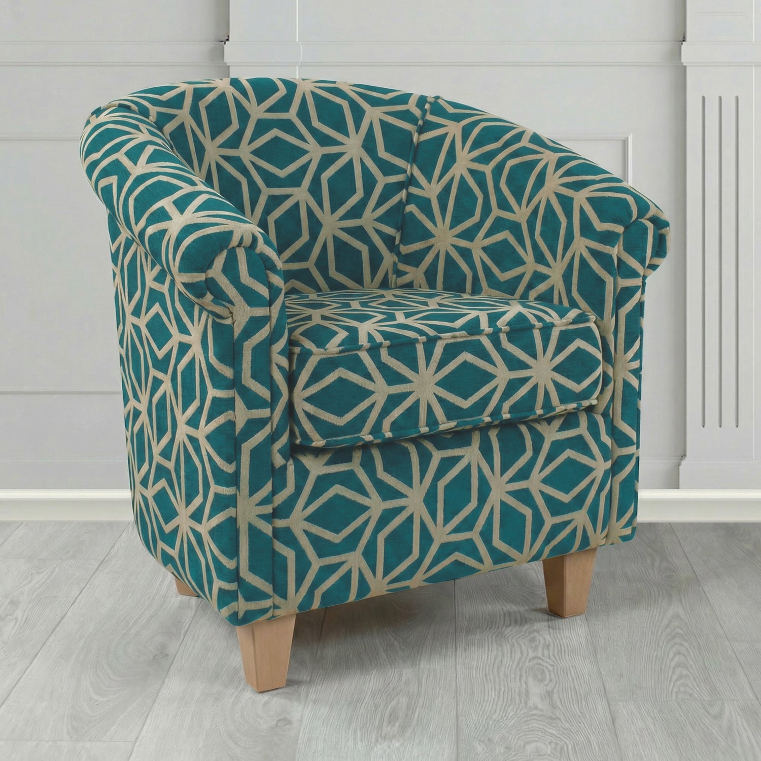 Siena Tub Chair in Panaz Fabrics Lexington Corinthia Geometric Crib 5 Velvet Fabric