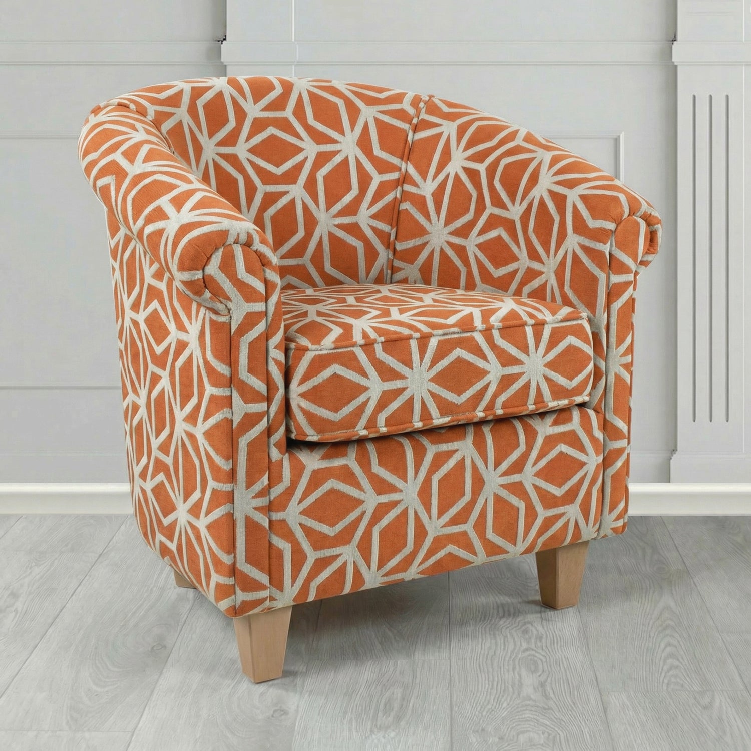Siena Tub Chair in Panaz Fabrics Lexington Corinthia Geometric Crib 5 Velvet Fabric