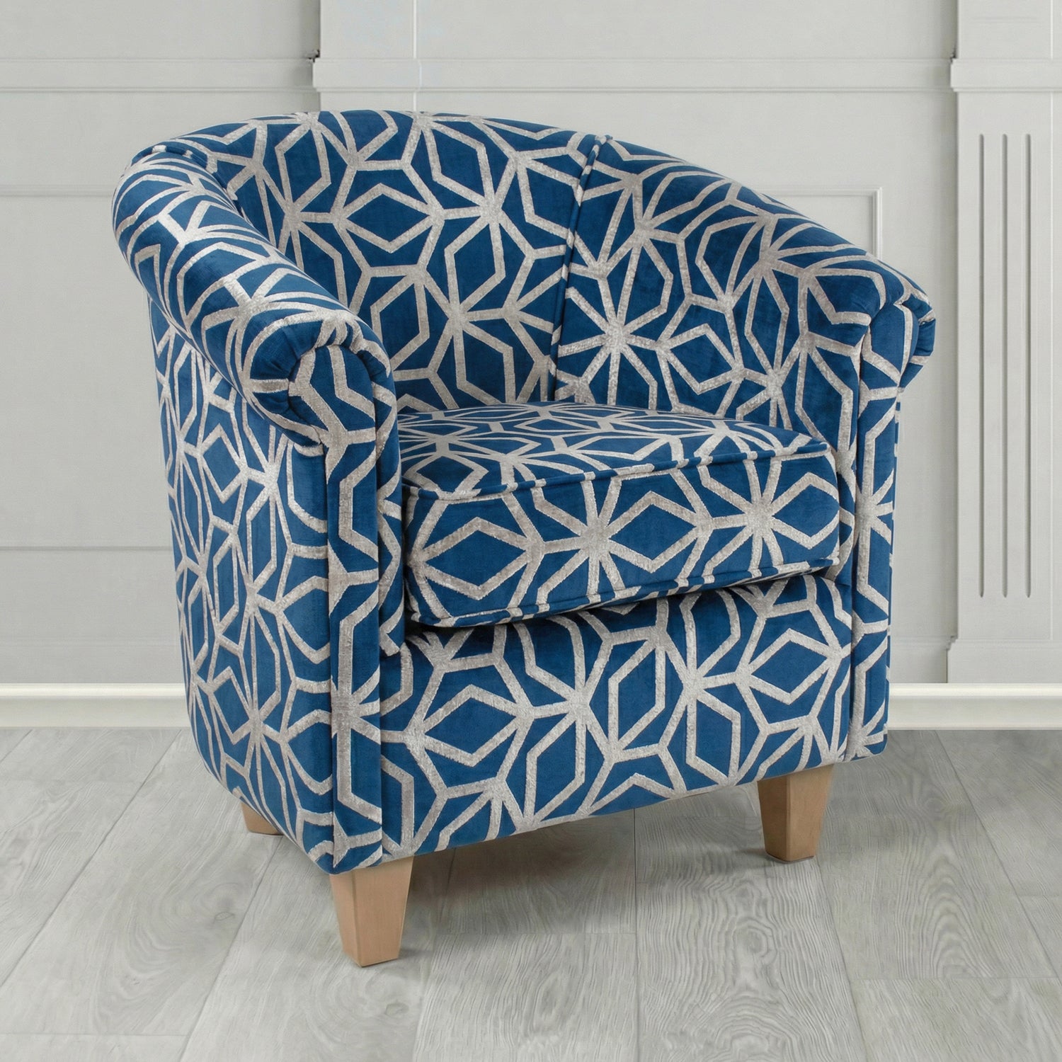 Siena Tub Chair in Panaz Fabrics Lexington Corinthia Geometric Crib 5 Velvet Fabric